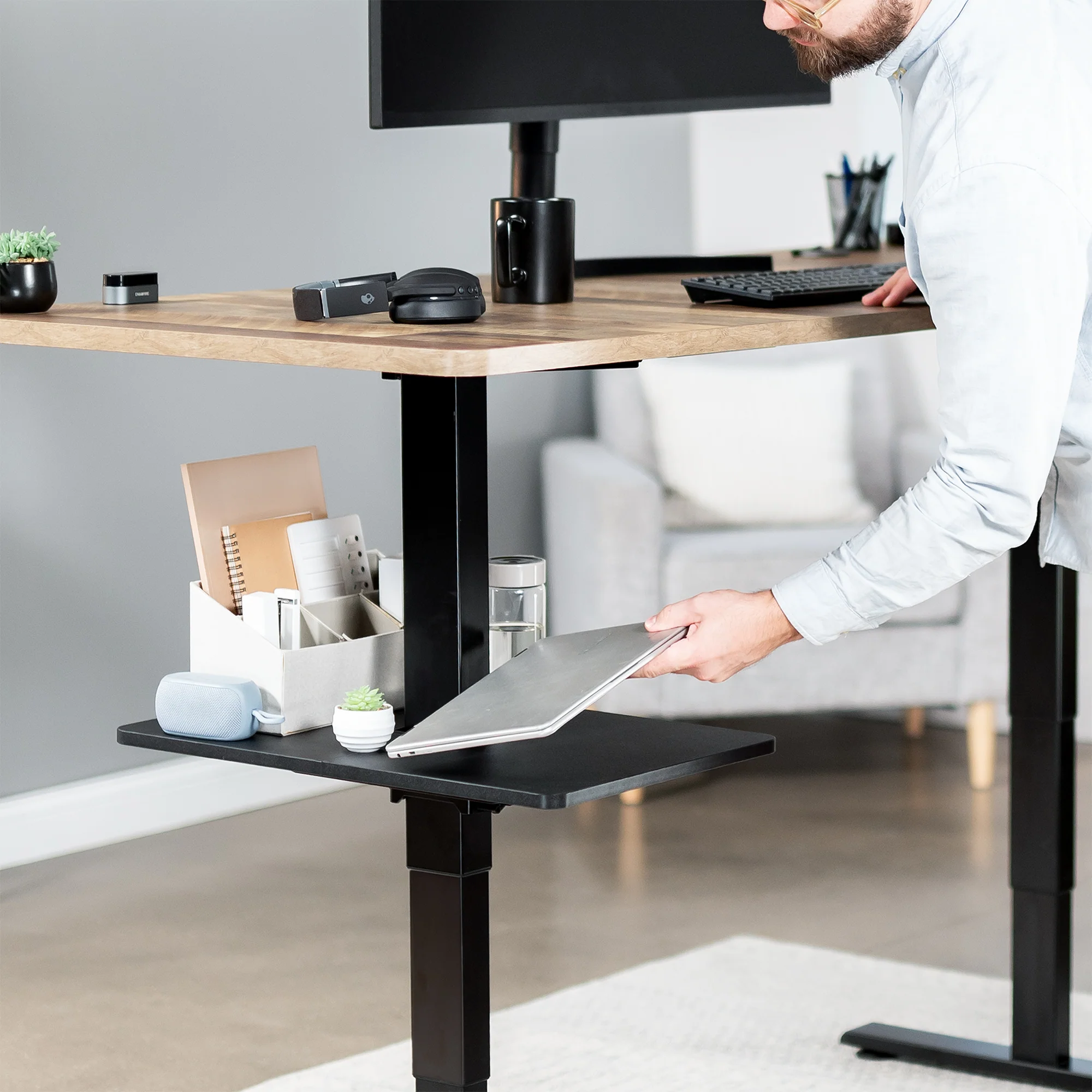 16" Under Desk Leg Shelf - Image 5