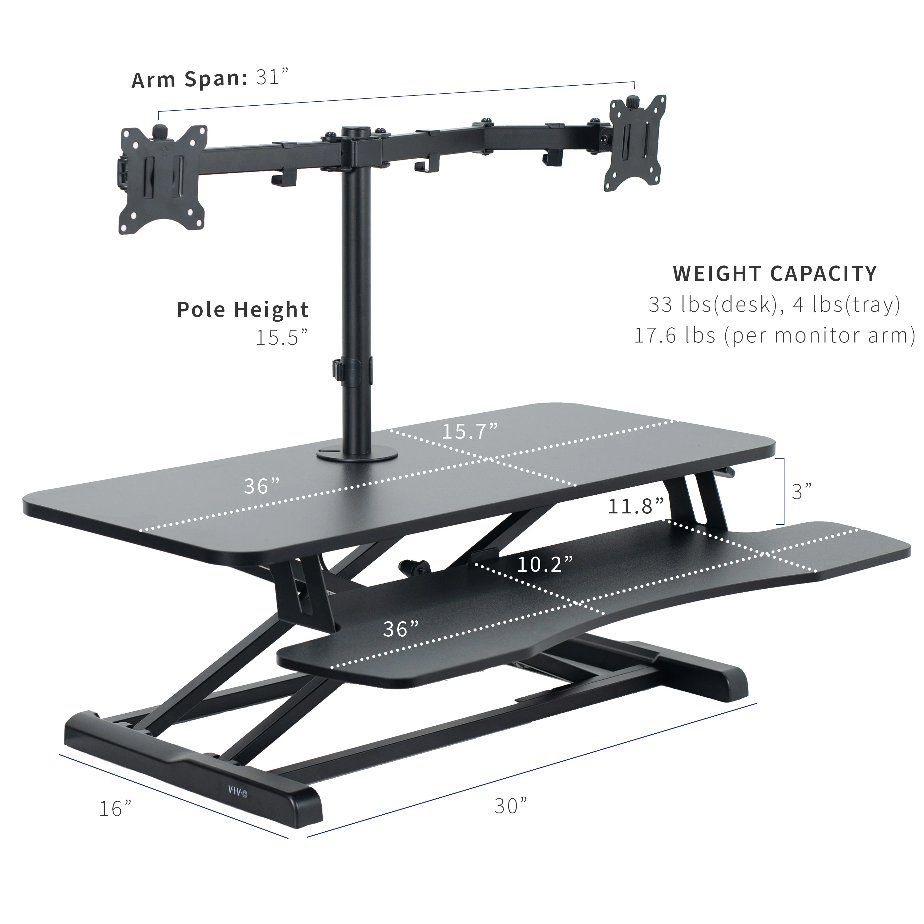 Standing Desk Converter with Dual Monitor Mount - Image 19