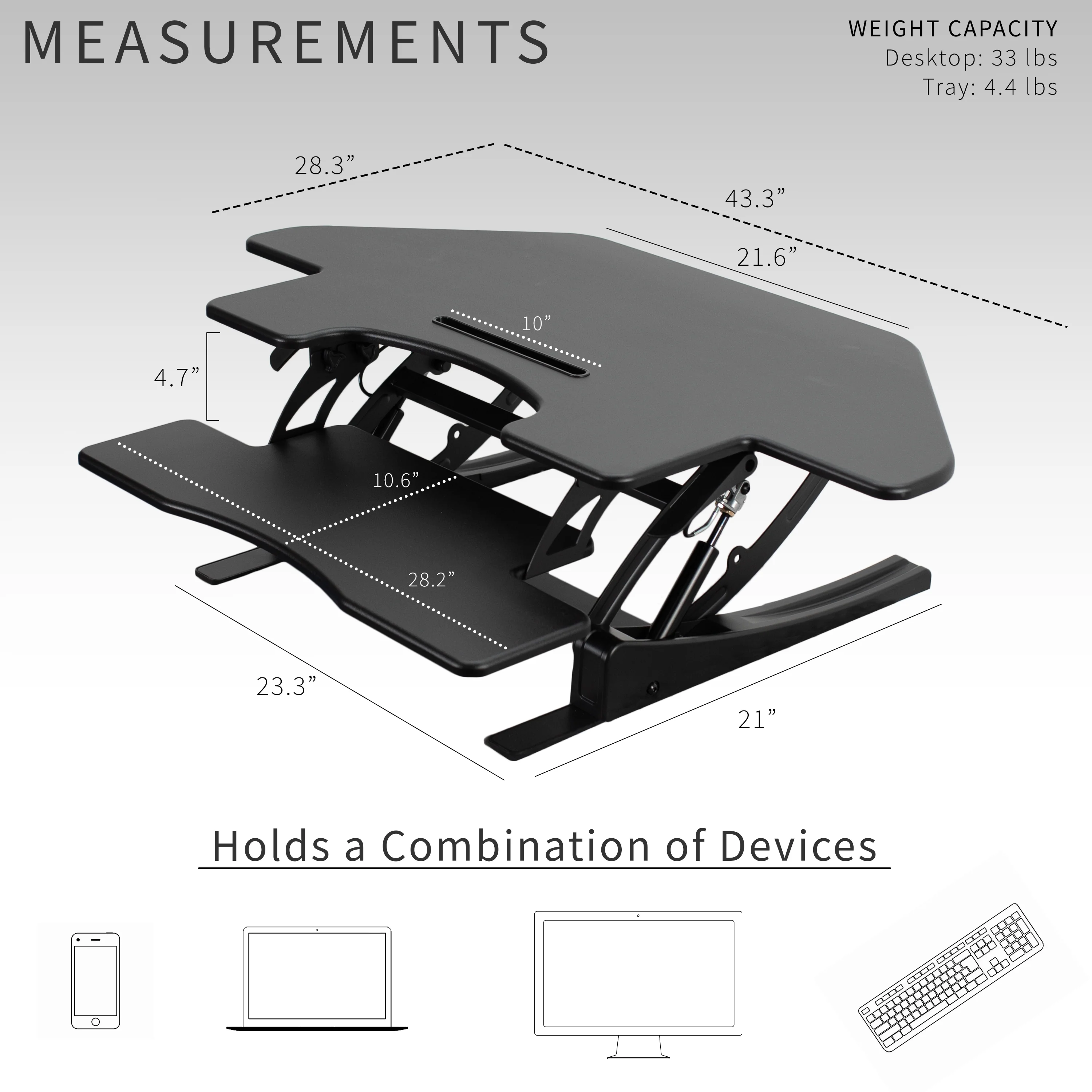 44" Corner Standing Desk Converter - Image 3