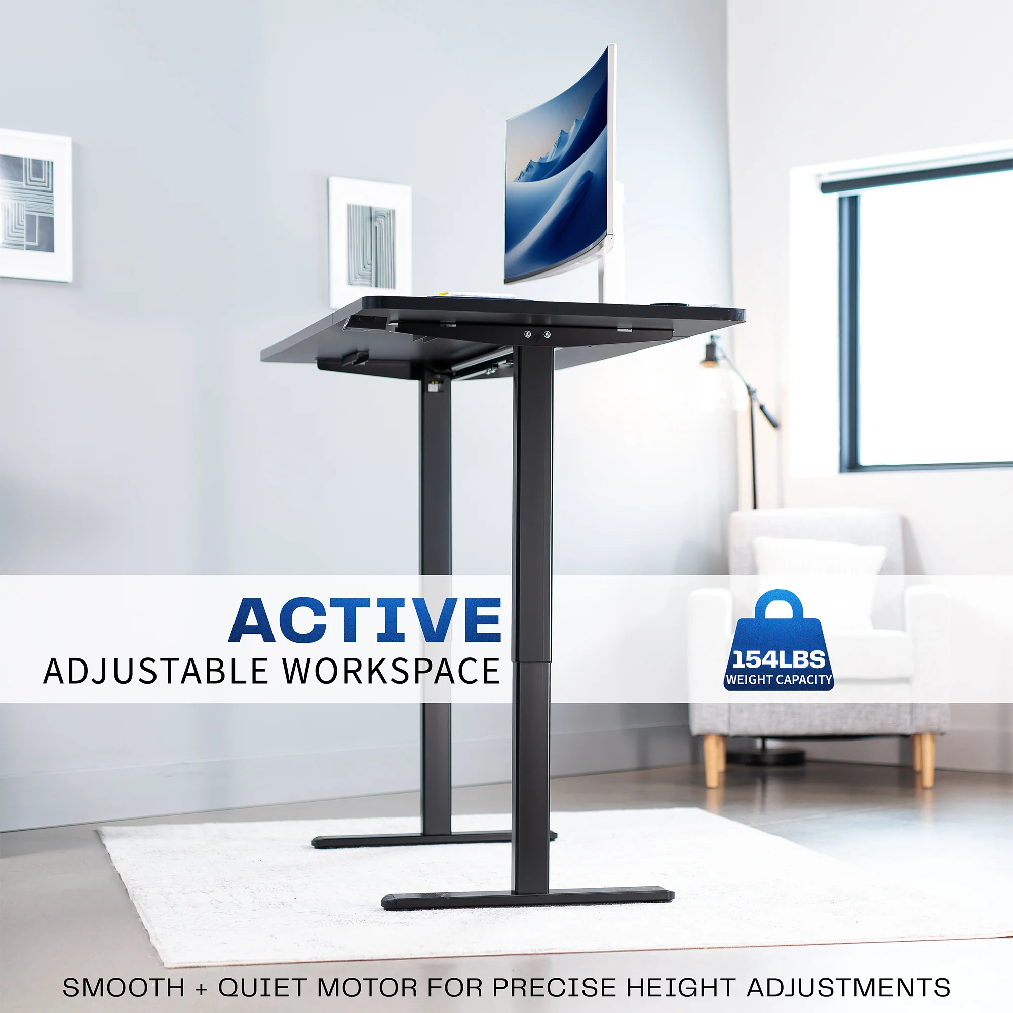 Electric Single Motor Desk Frame with 2 Button Controller - Image 4