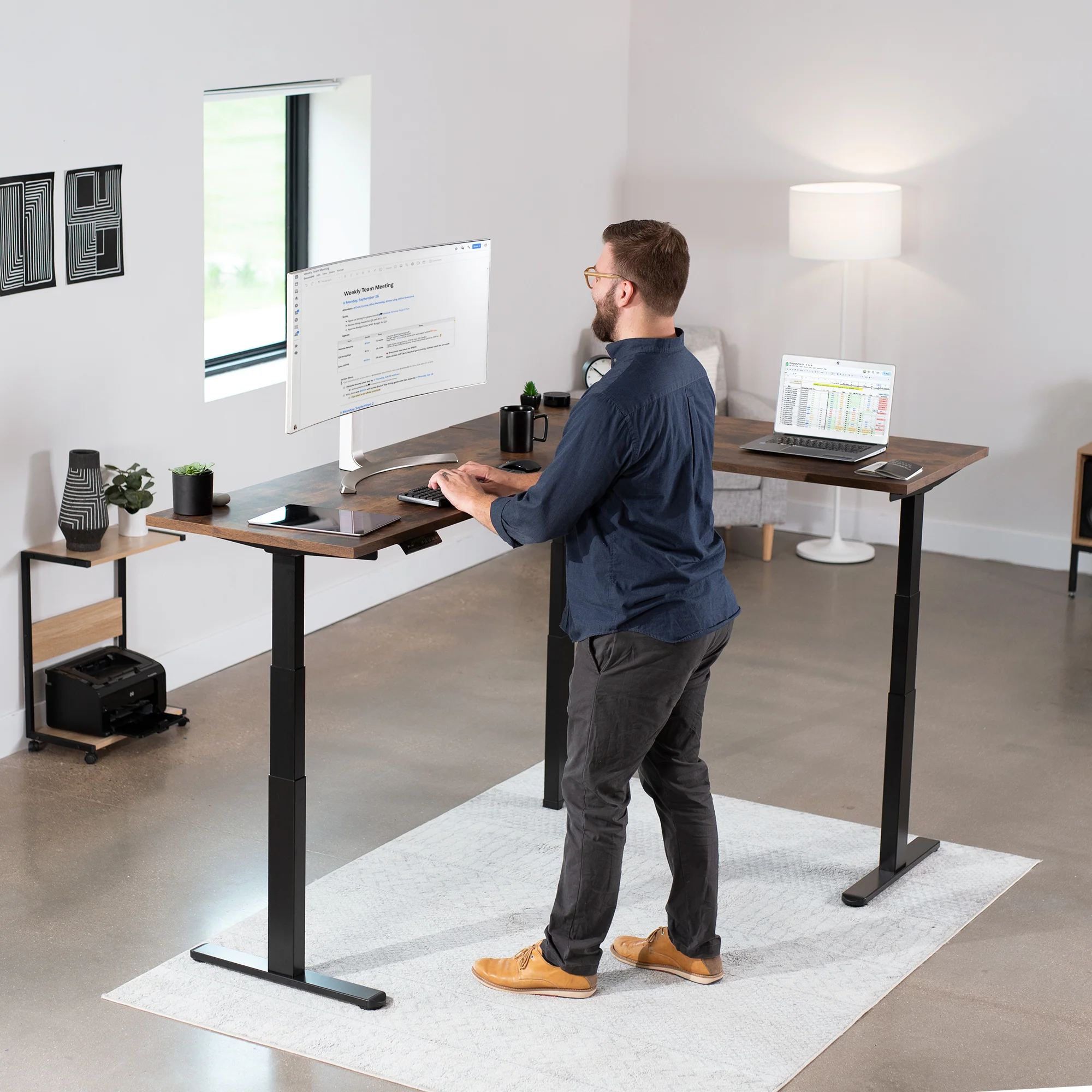 Electric Multi Motor Corner Desk Frame with Memory Controller - Image 5