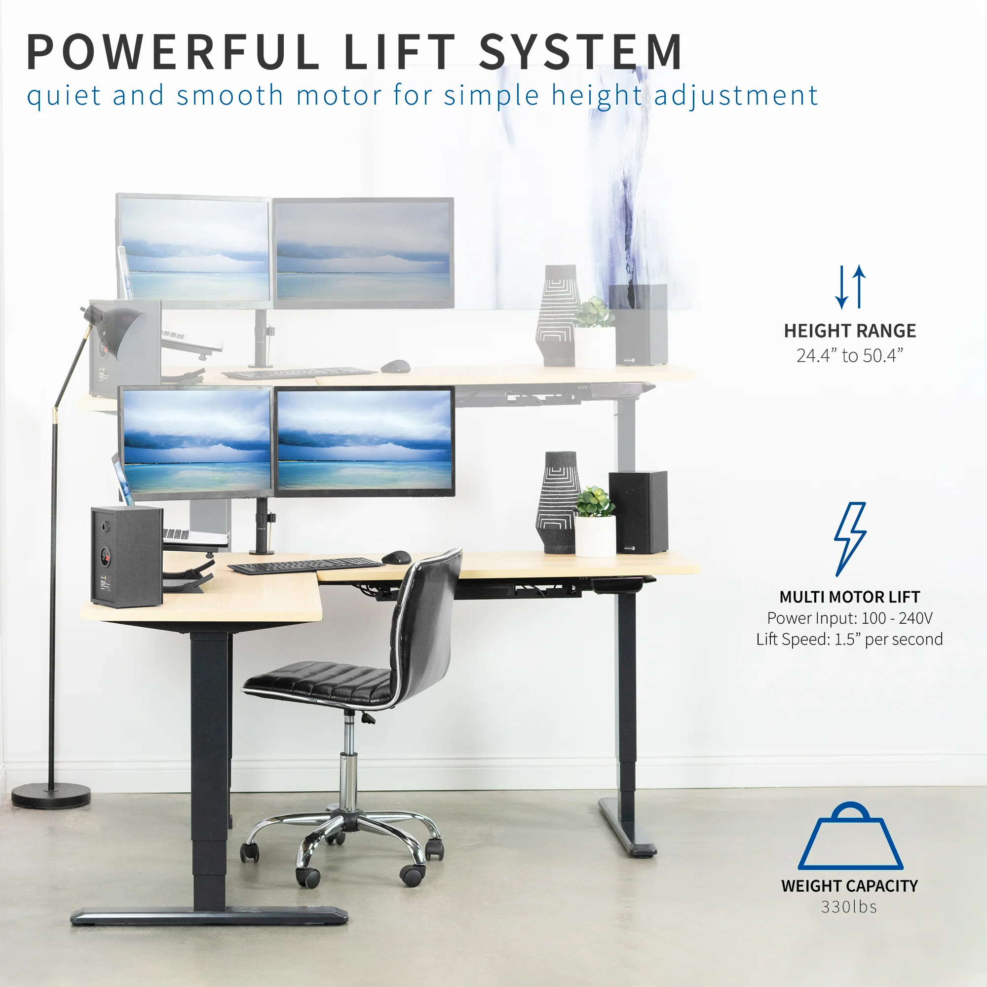 Electric Multi Motor Corner Desk Frame with Touch Screen Memory Controller - Image 3