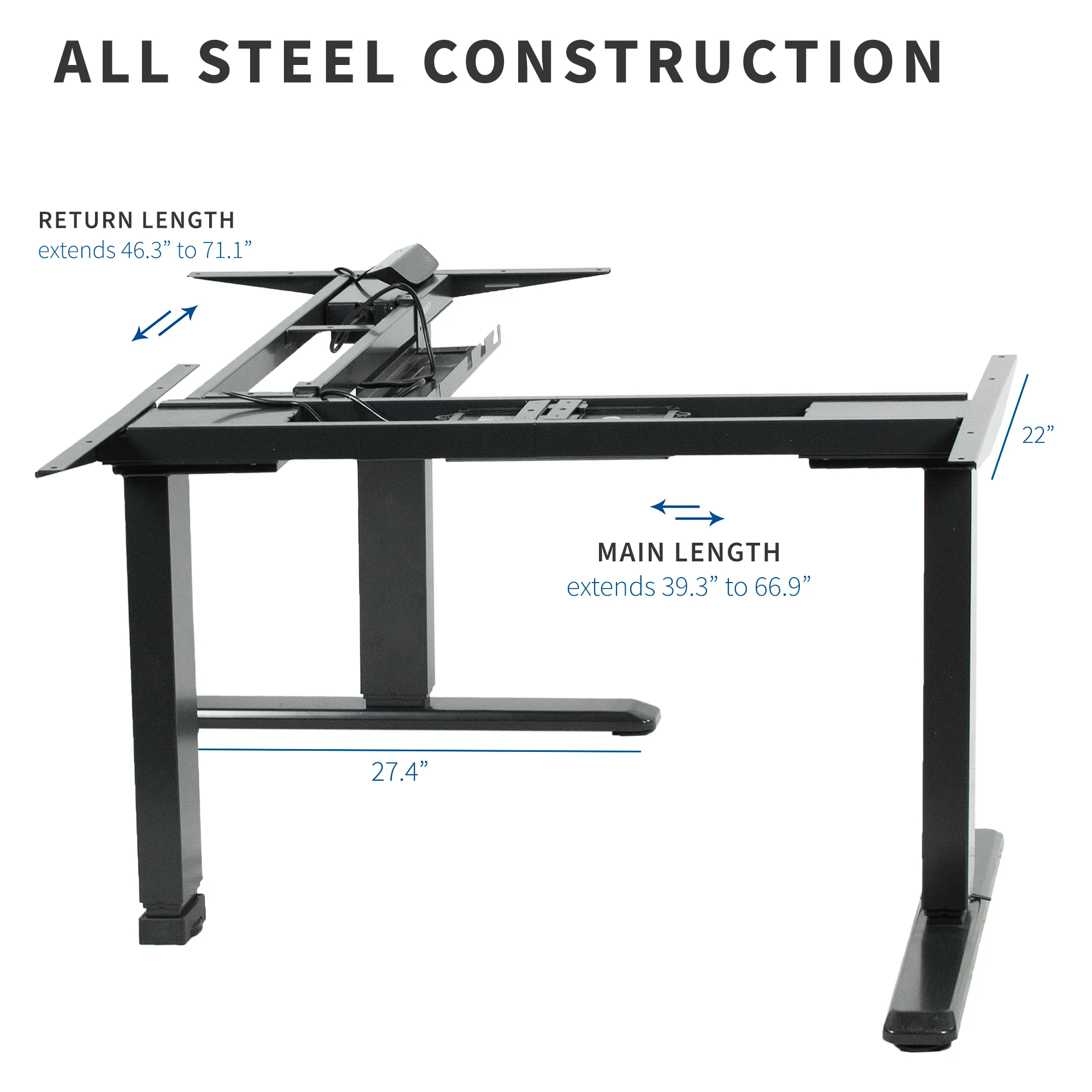 Electric Multi Motor Corner Desk Frame with Touch Screen Memory Controller - Image 7