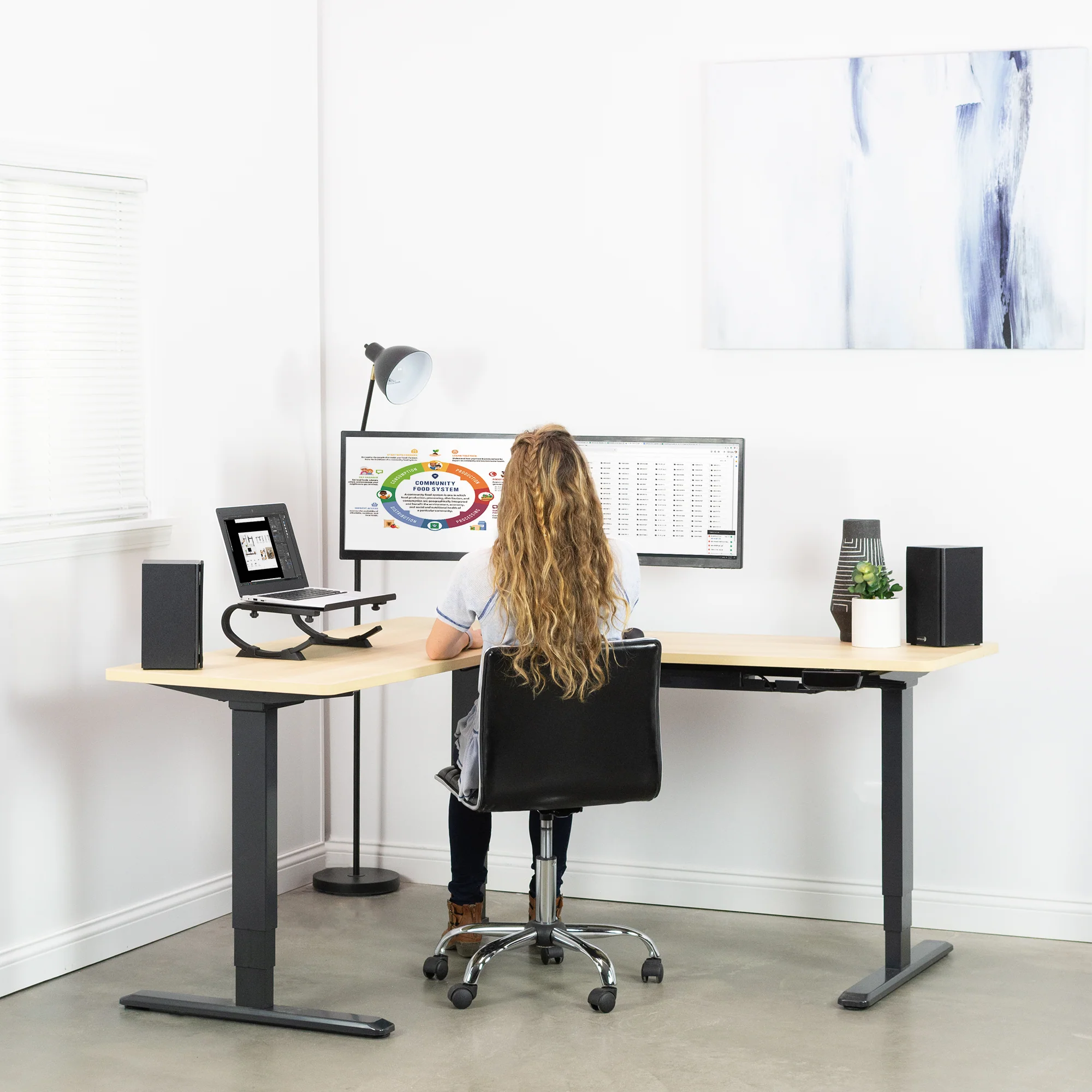 Electric Multi Motor Corner Desk Frame with Touch Screen Memory Controller - Image 8