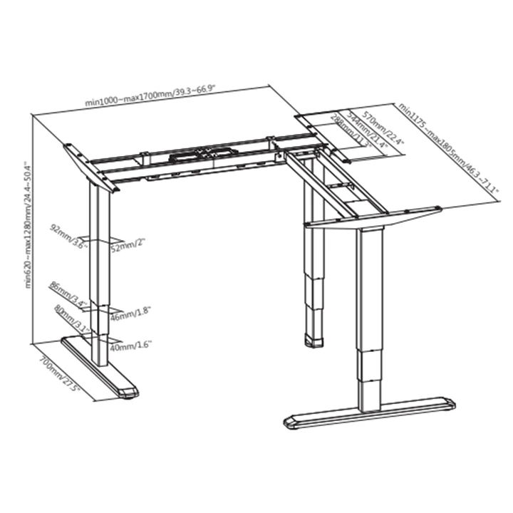 Electric Multi Motor Corner Desk Frame with Touch Screen Memory Controller - Image 9