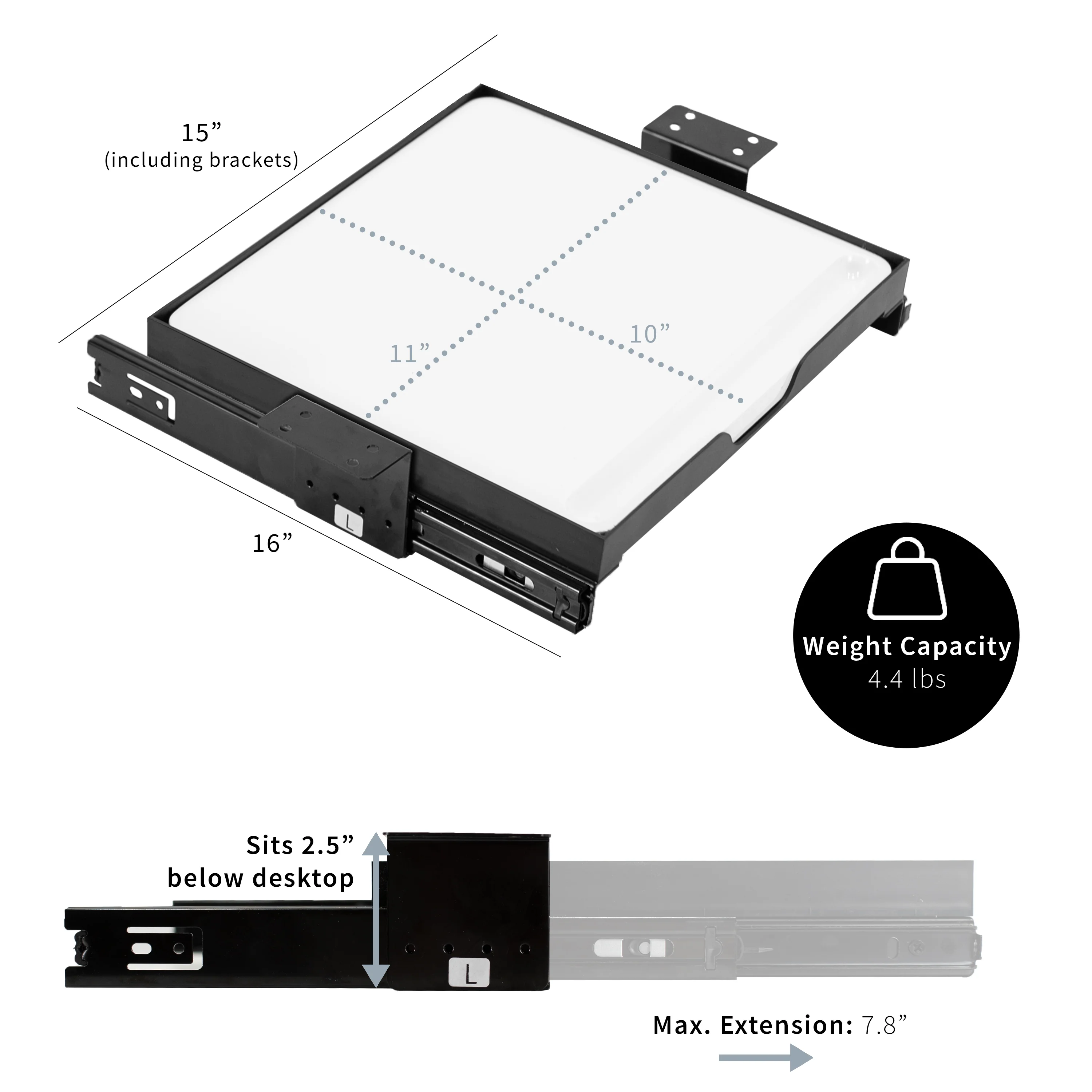 Under Desk Whiteboard Slider Tray - Image 3