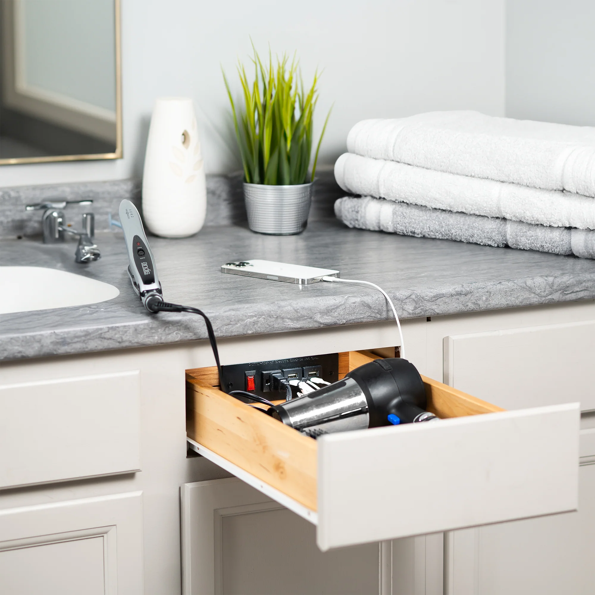 Life Finds by VIVO Compact In-Drawer Outlet Charging Station - Image 2