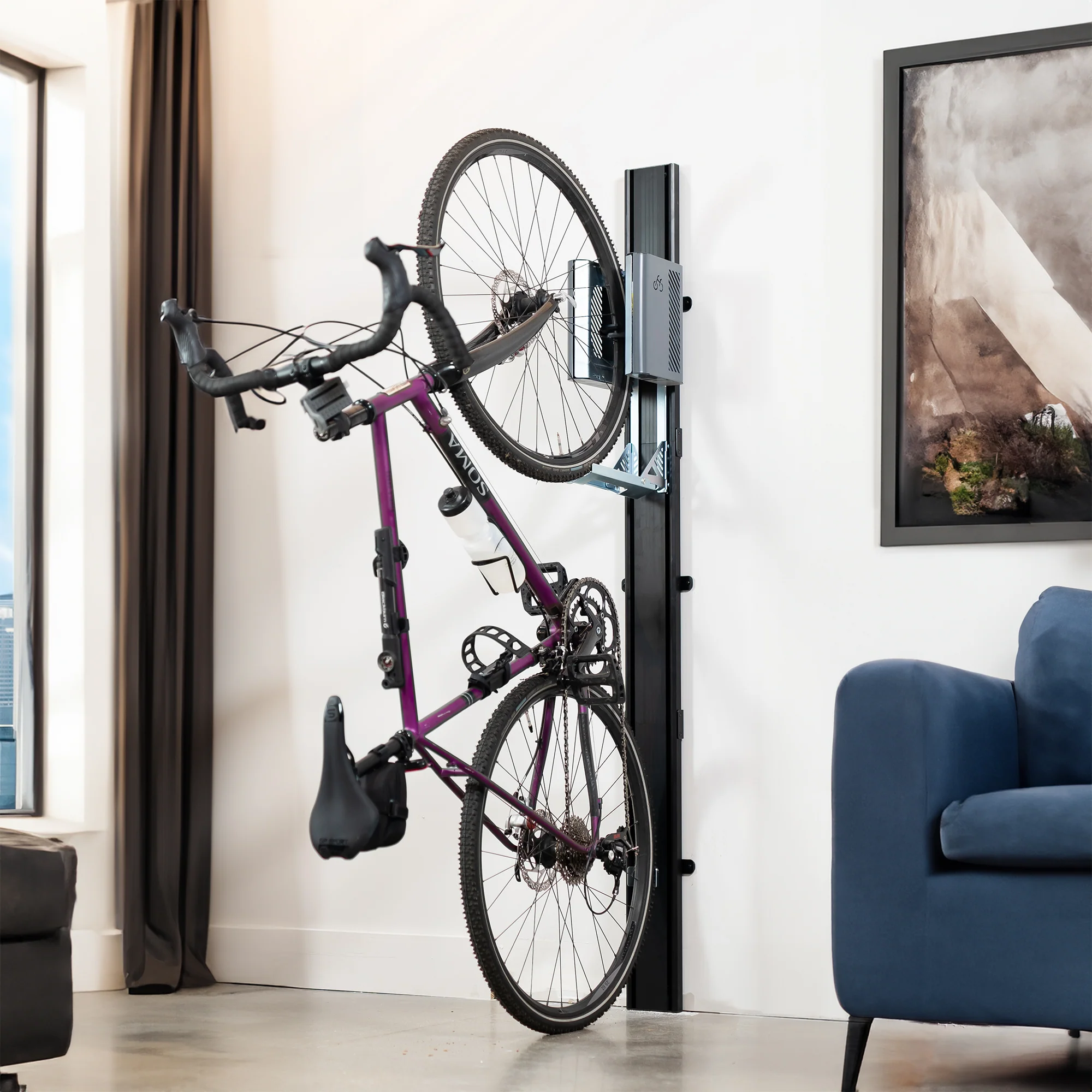 Life Finds by VIVO Vertical Wall Mounted Bike Rack with Mechanical Lift - Image 2
