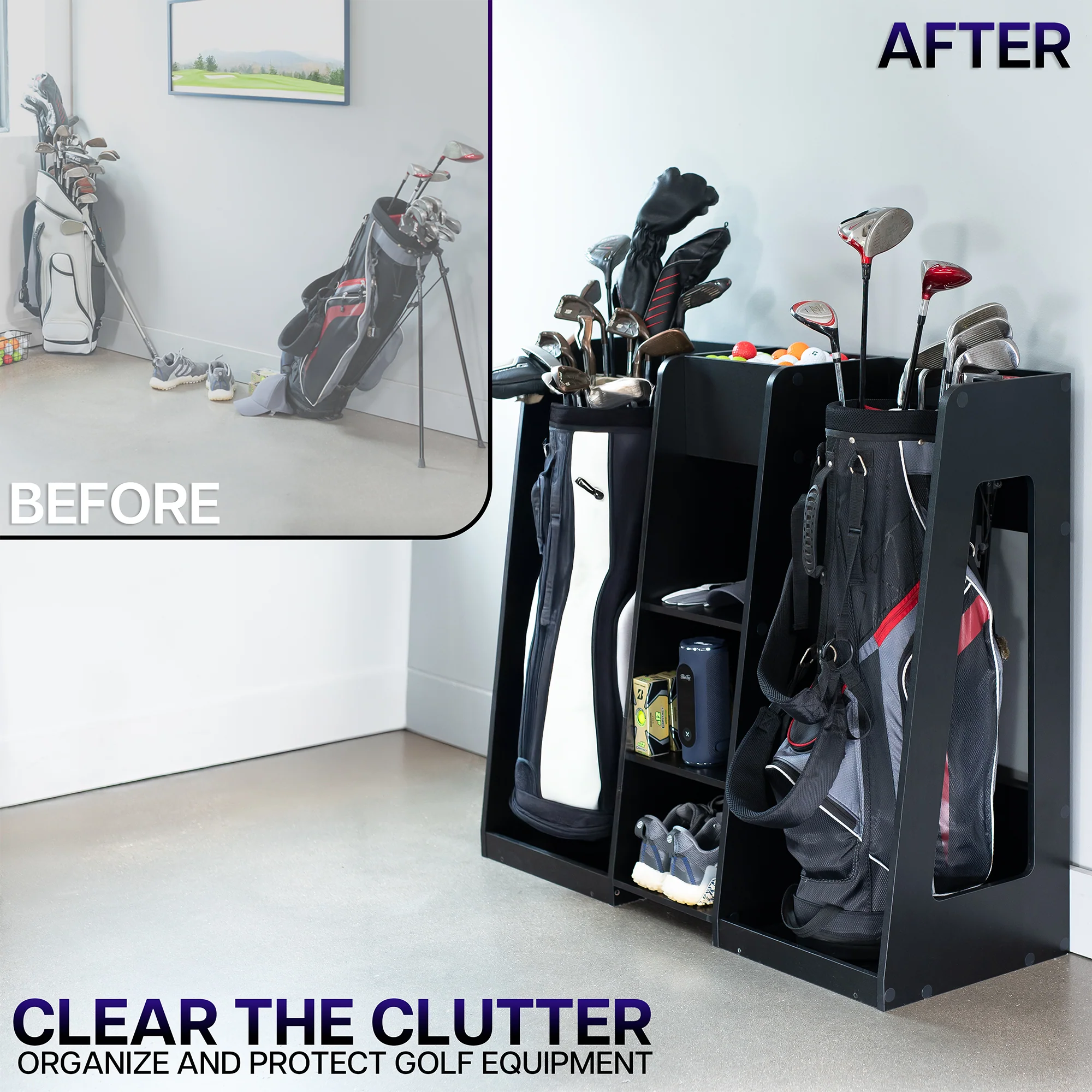 Life Finds by VIVO Golf Bag Storage Organizer - Image 4