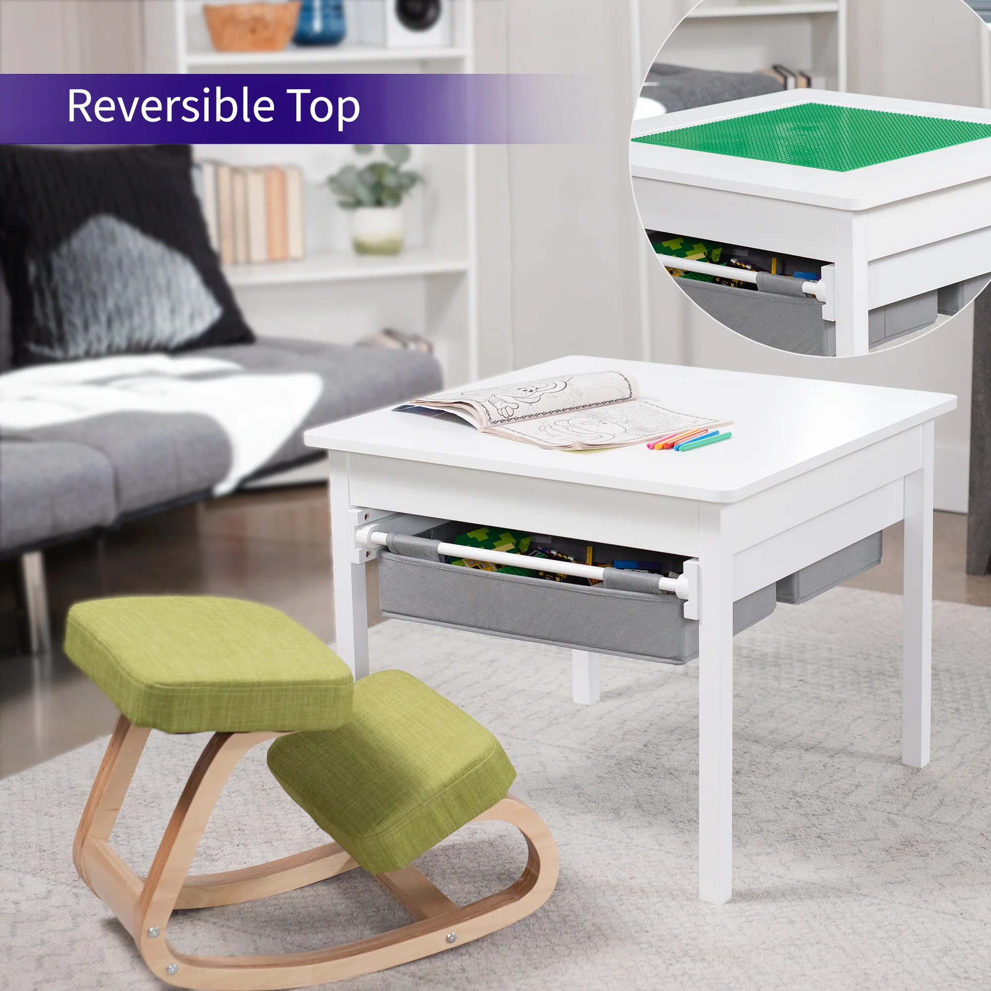 Life Finds by VIVO Table with Built-in Storage Designed for Lego Bricks - Image 5