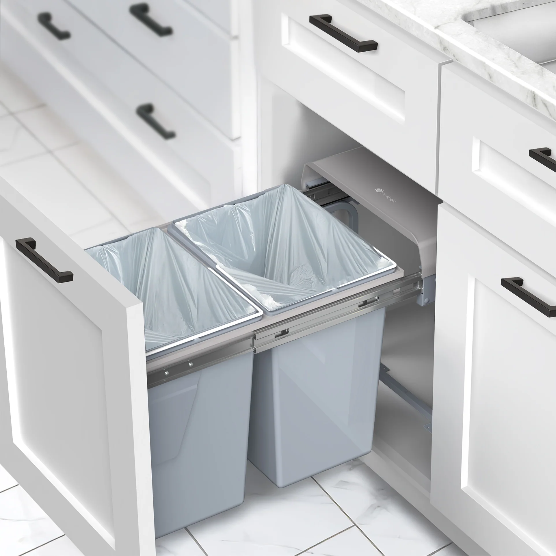Life Finds by VIVO Under Counter Pull Out Dual Trash Can System - Image 2