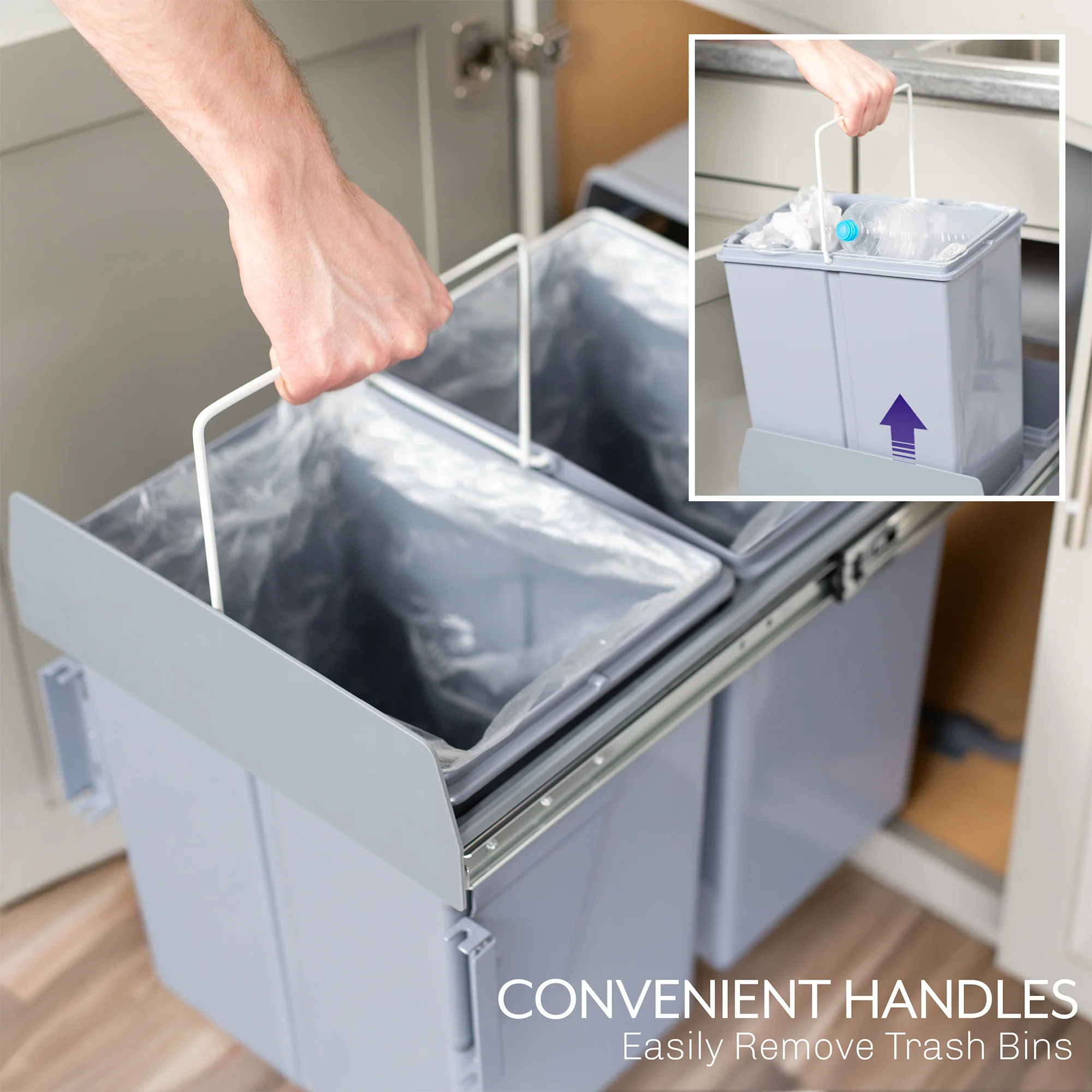 Life Finds by VIVO Under Counter Pull Out Dual Trash Can System - Image 7