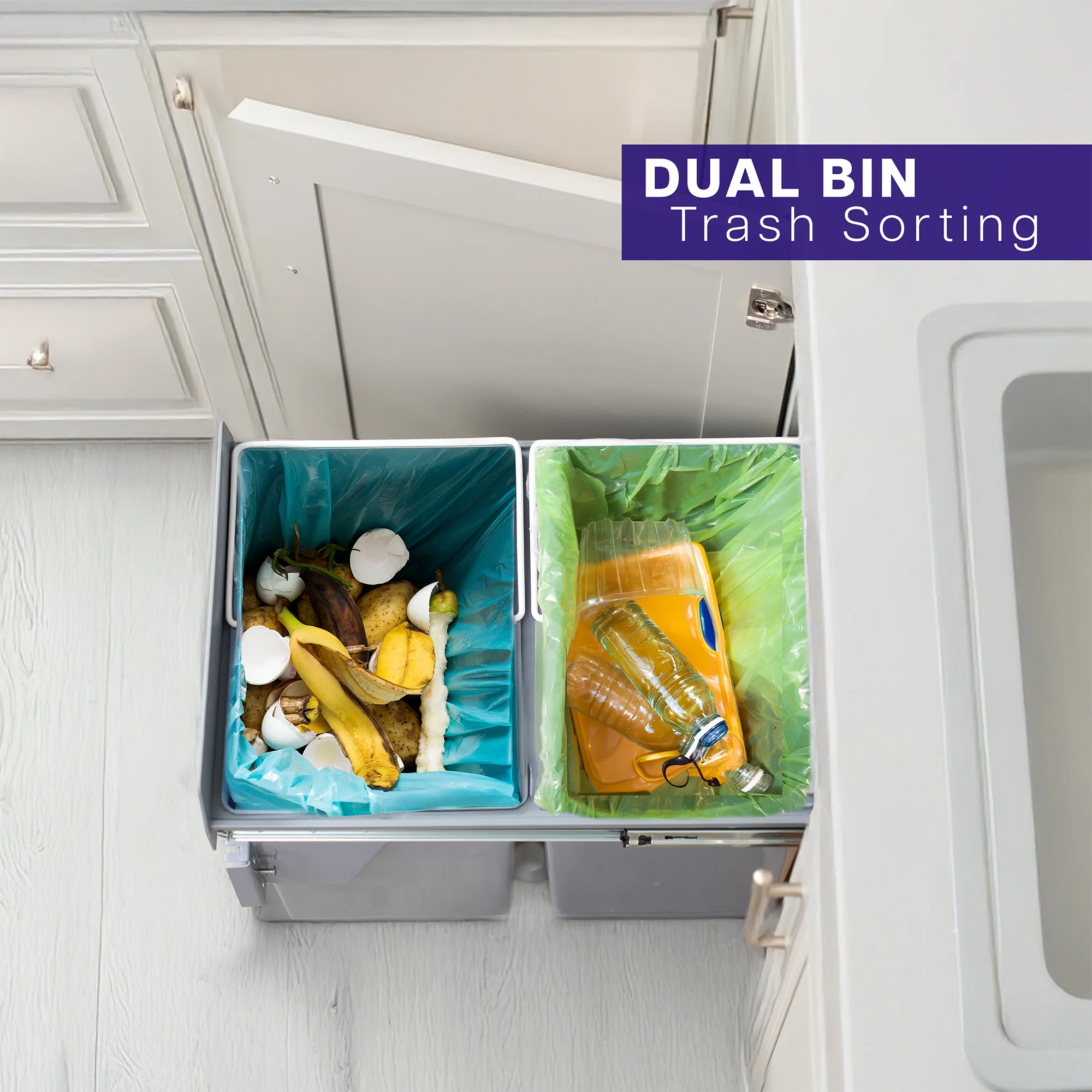 Life Finds by VIVO Under Counter Pull Out Dual Trash Can System - Image 9