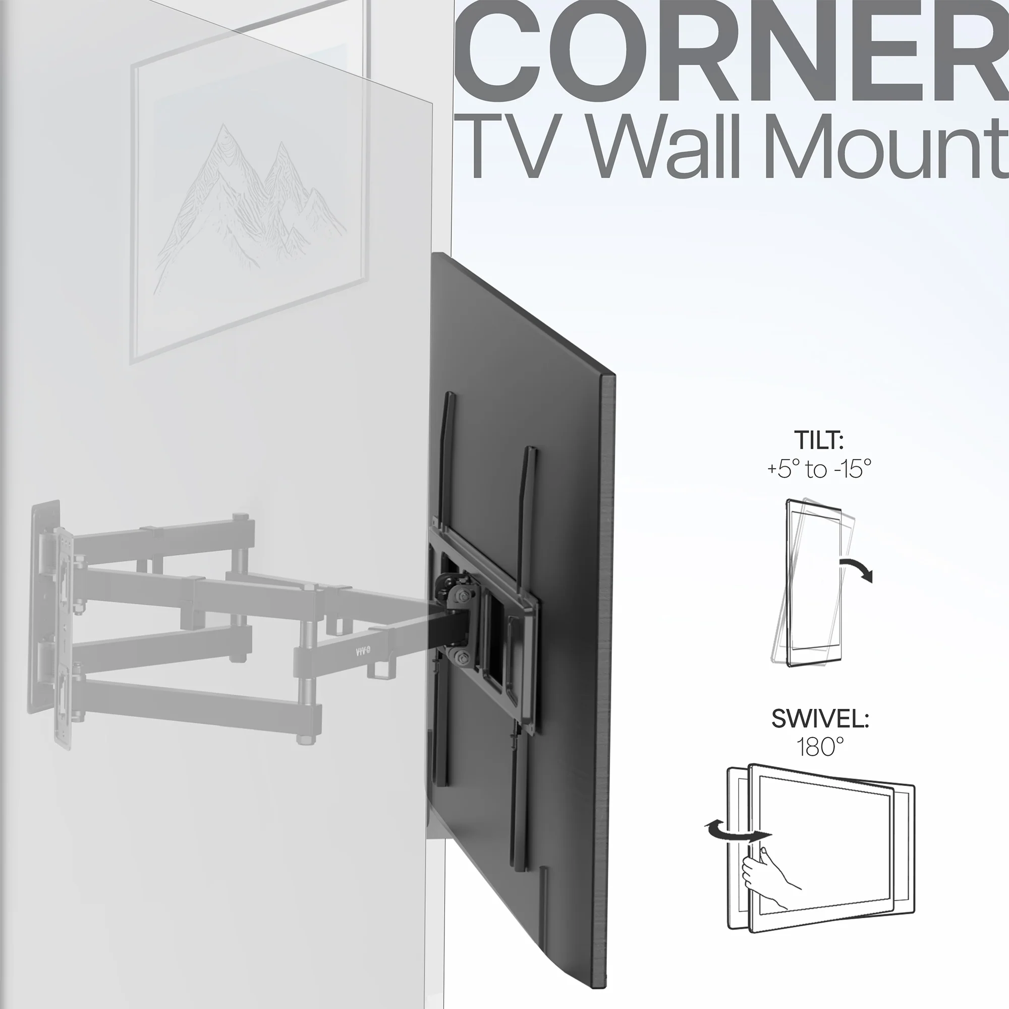 Corner Wall Mount for 32" to 70" TVs - Image 5