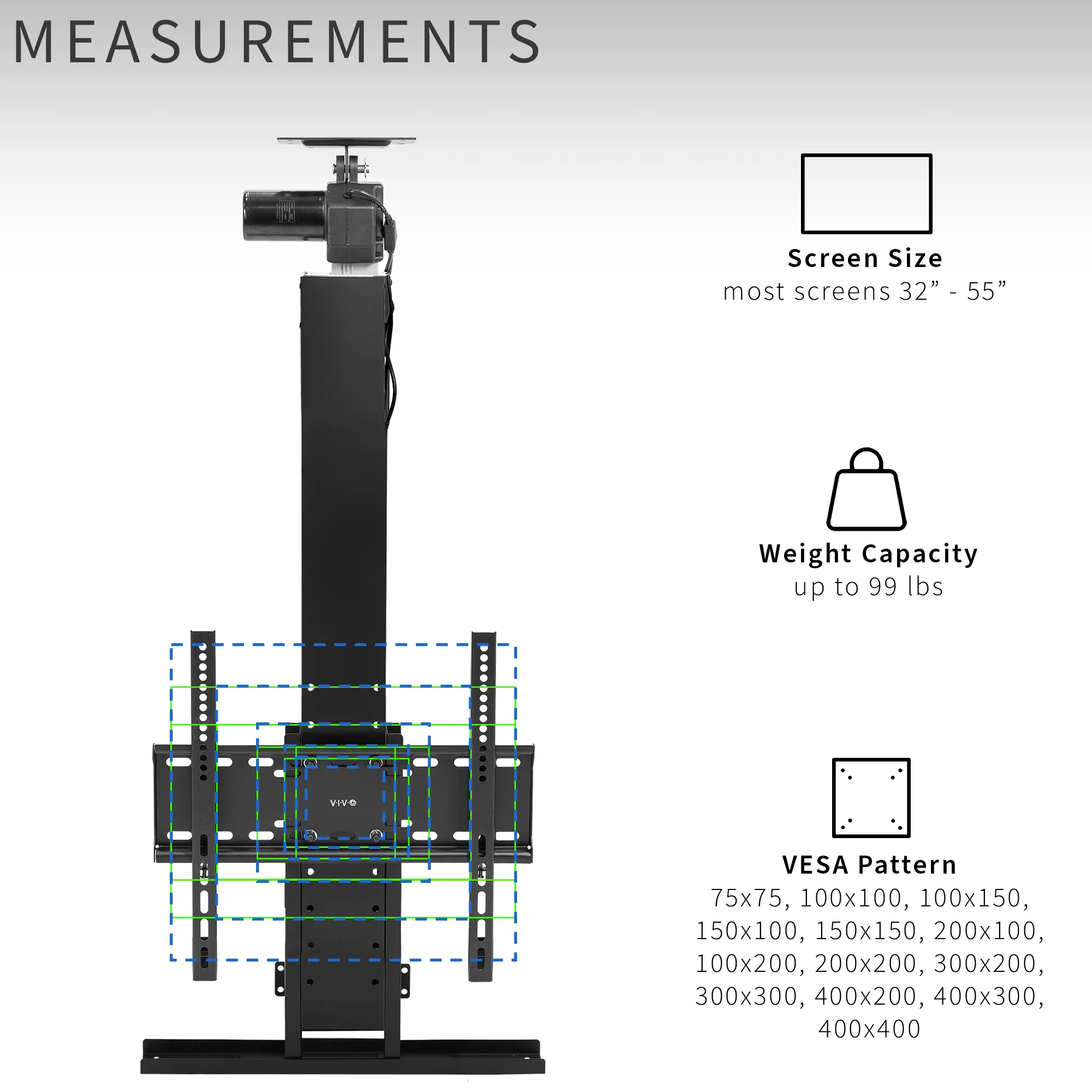 Motorized Drop Down 32” to 55” TV Mount with Remote Control - Image 3