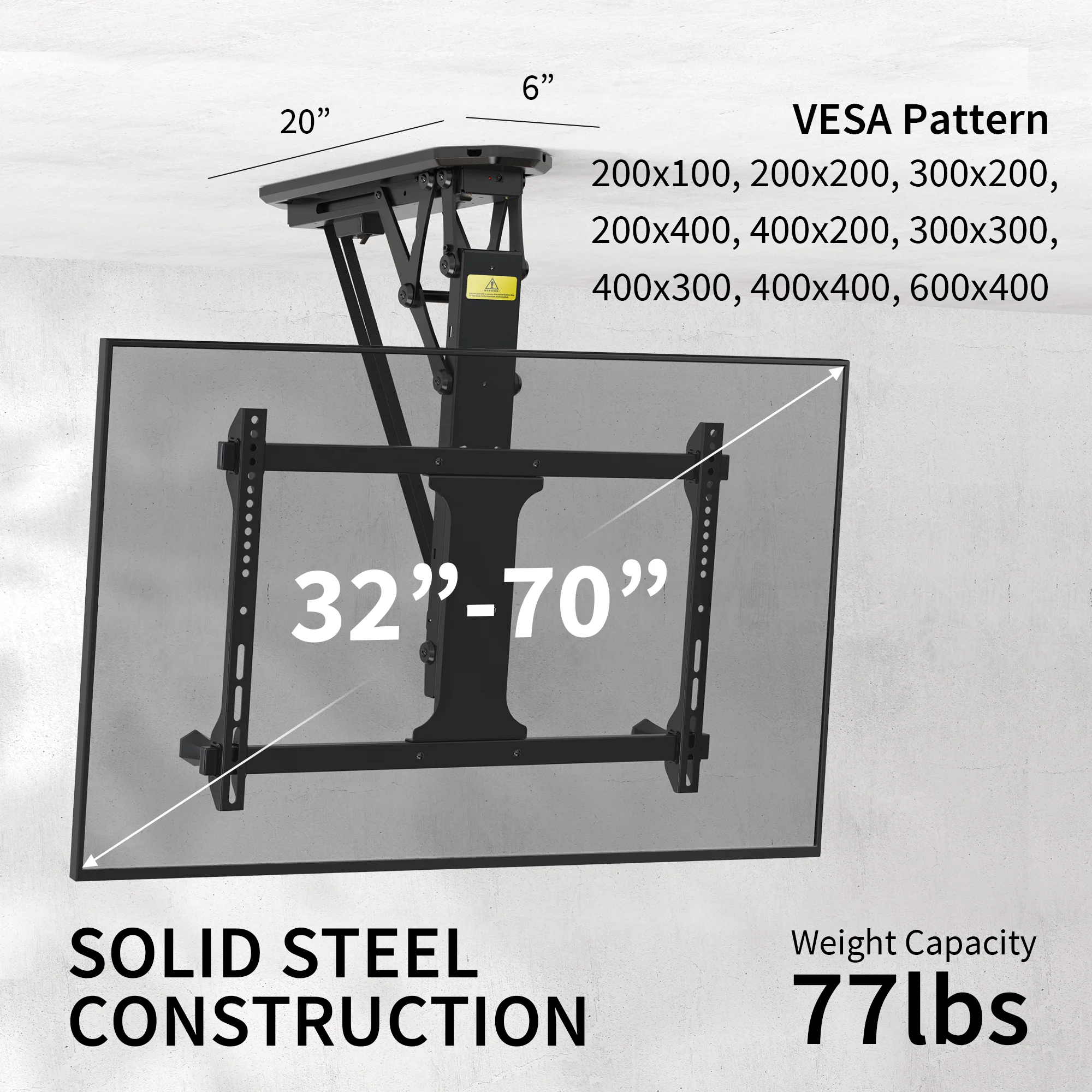 Electric Flip Down Ceiling Mount for 32” to 70” TVs - Image 3