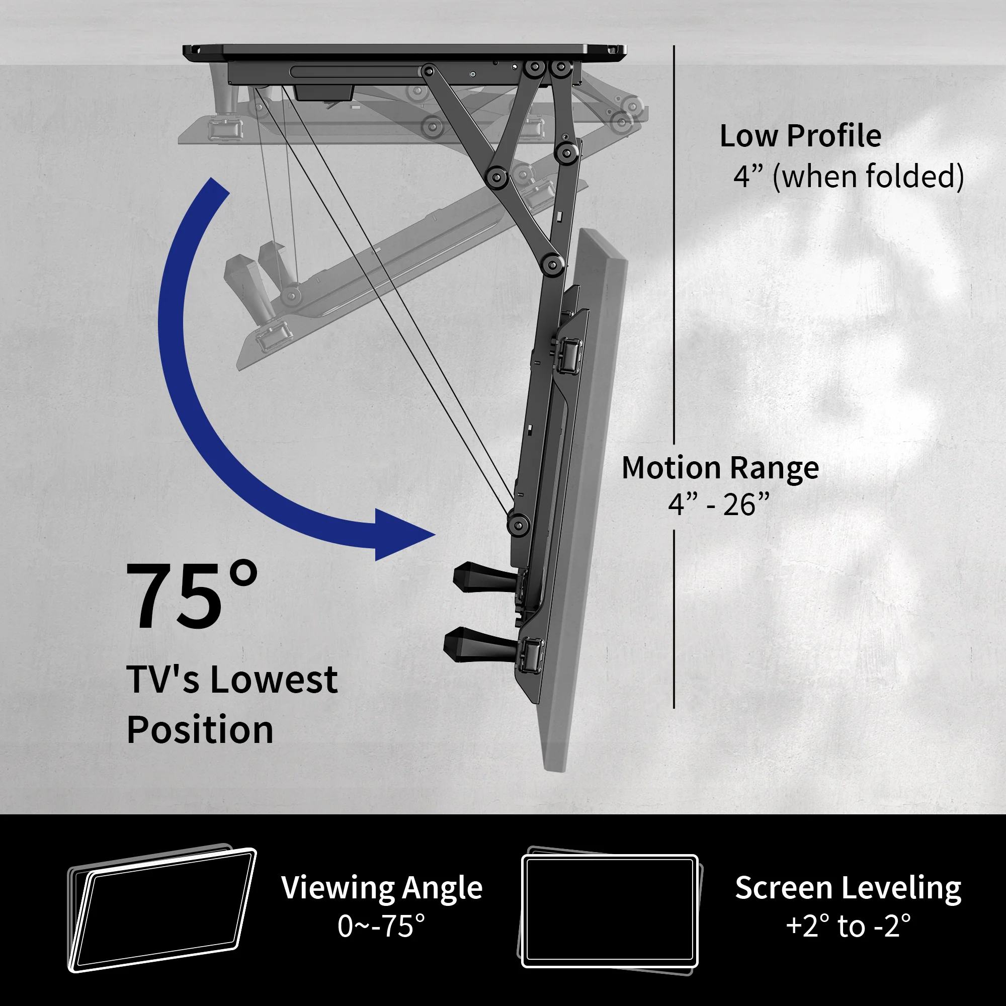 Electric Flip Down Ceiling Mount for 32” to 70” TVs - Image 4