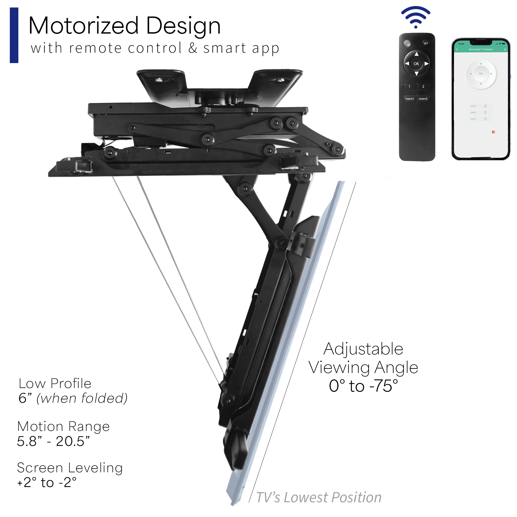 Electric Flip Down / Swivel Ceiling 32” to 70” TV Mount - Image 5