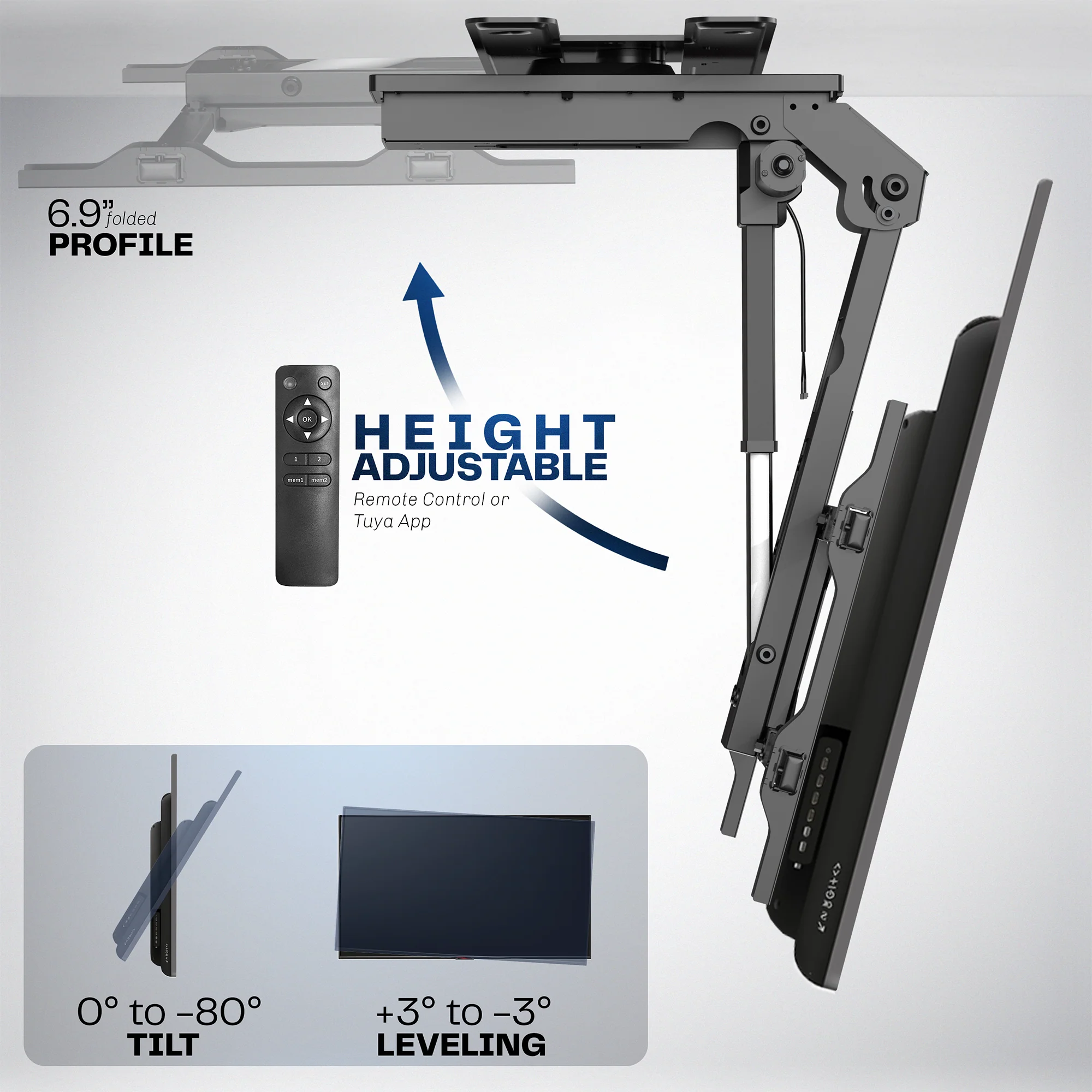 Electric Flip Down / Swivel 37" to 70" TV Ceiling Mount - Image 3