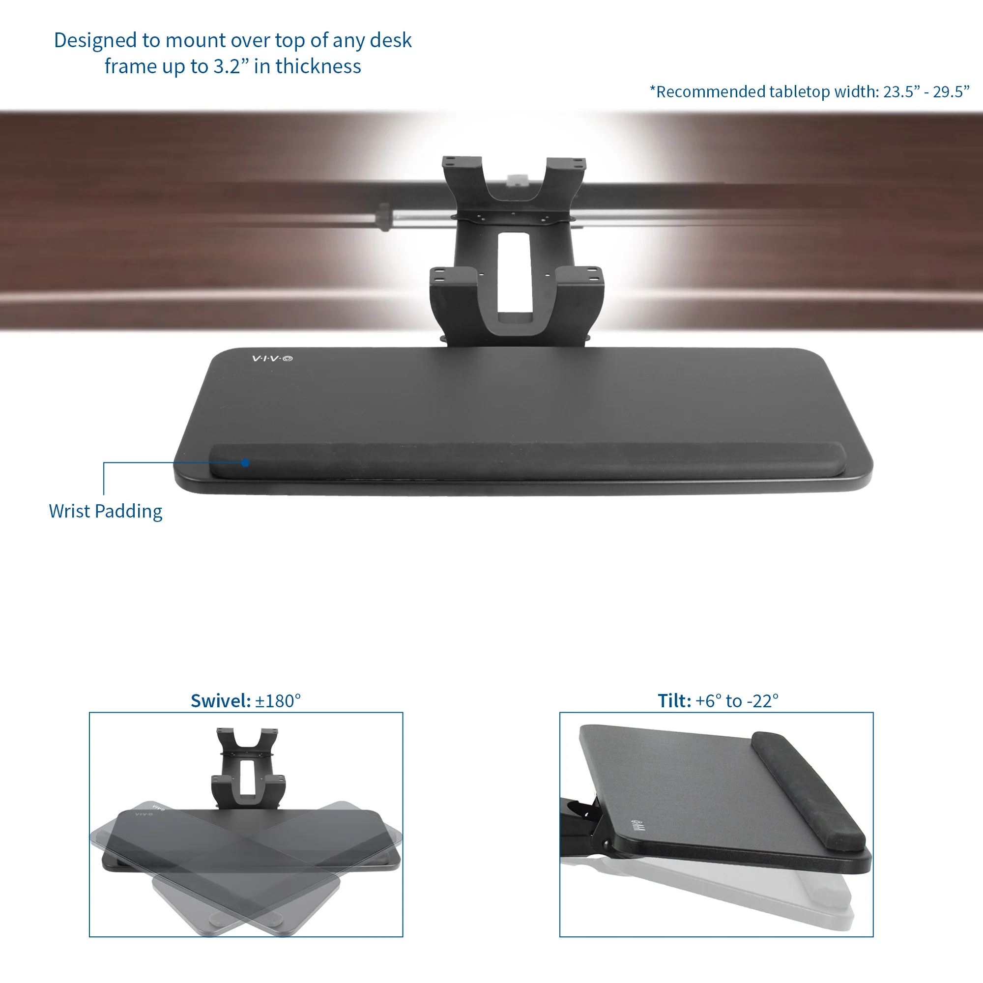 Under Desk Keyboard Tray with Spacer Brackets - Image 4