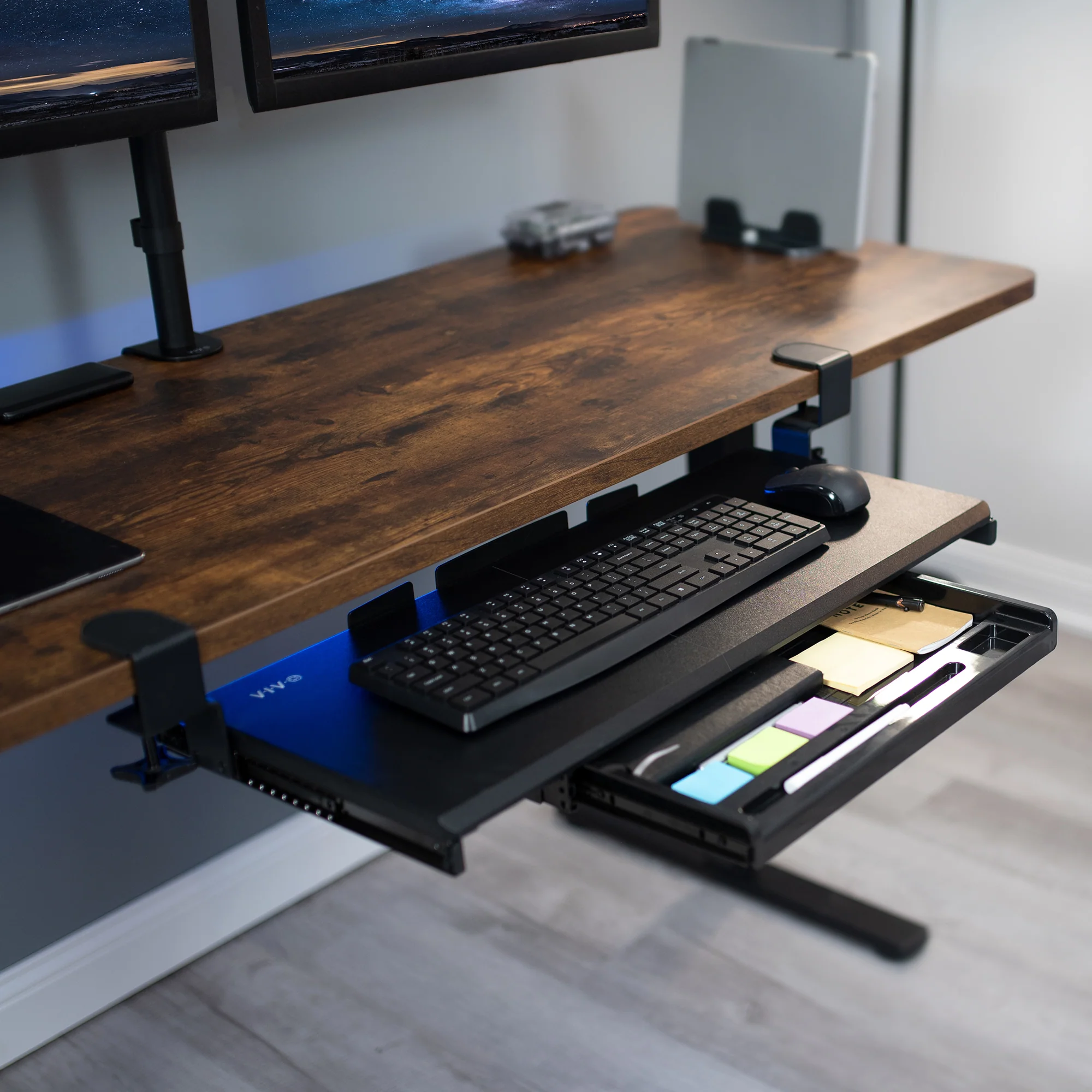 Clamp-on Keyboard Tray with Pencil Drawer - Image 2
