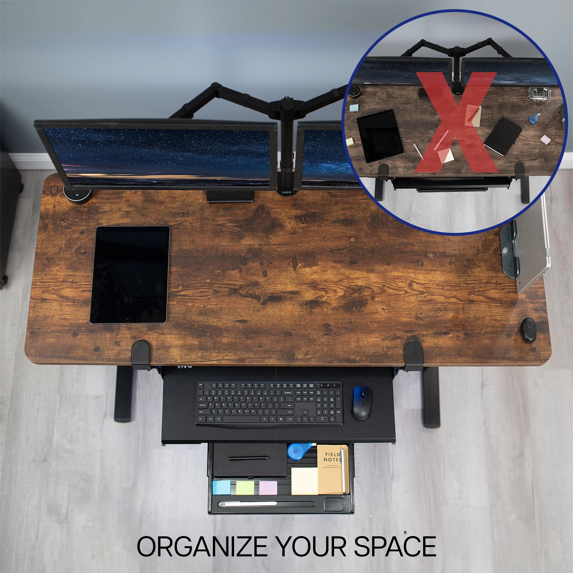 Clamp-on Keyboard Tray with Pencil Drawer - Image 4