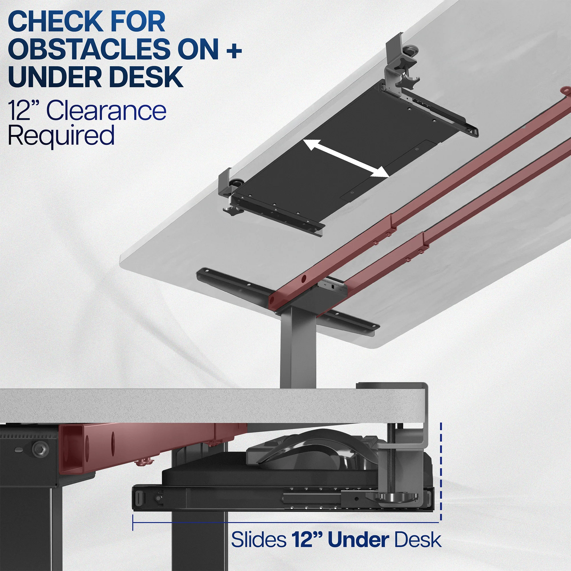 Clamp-on Compact 20" Keyboard Tray - Image 10