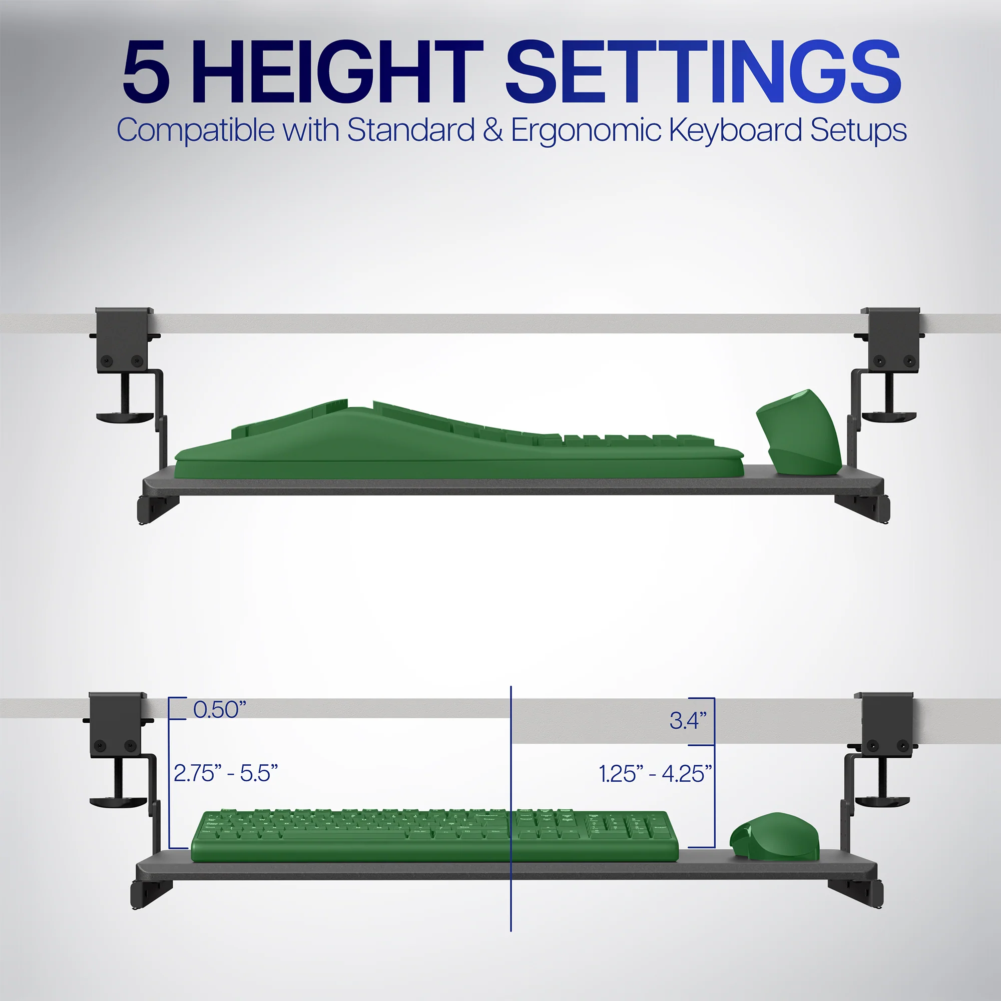 Clamp-on Height Adjustable Keyboard Tray - Image 6