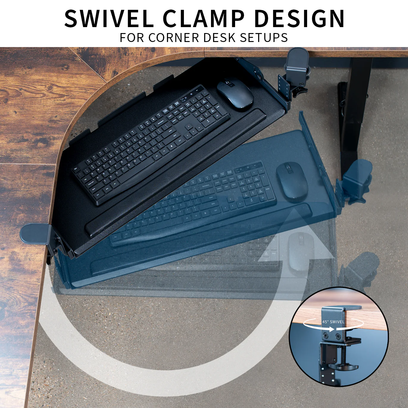 Clamp-on Height Adjustable Tilting Keyboard Tray - Image 7