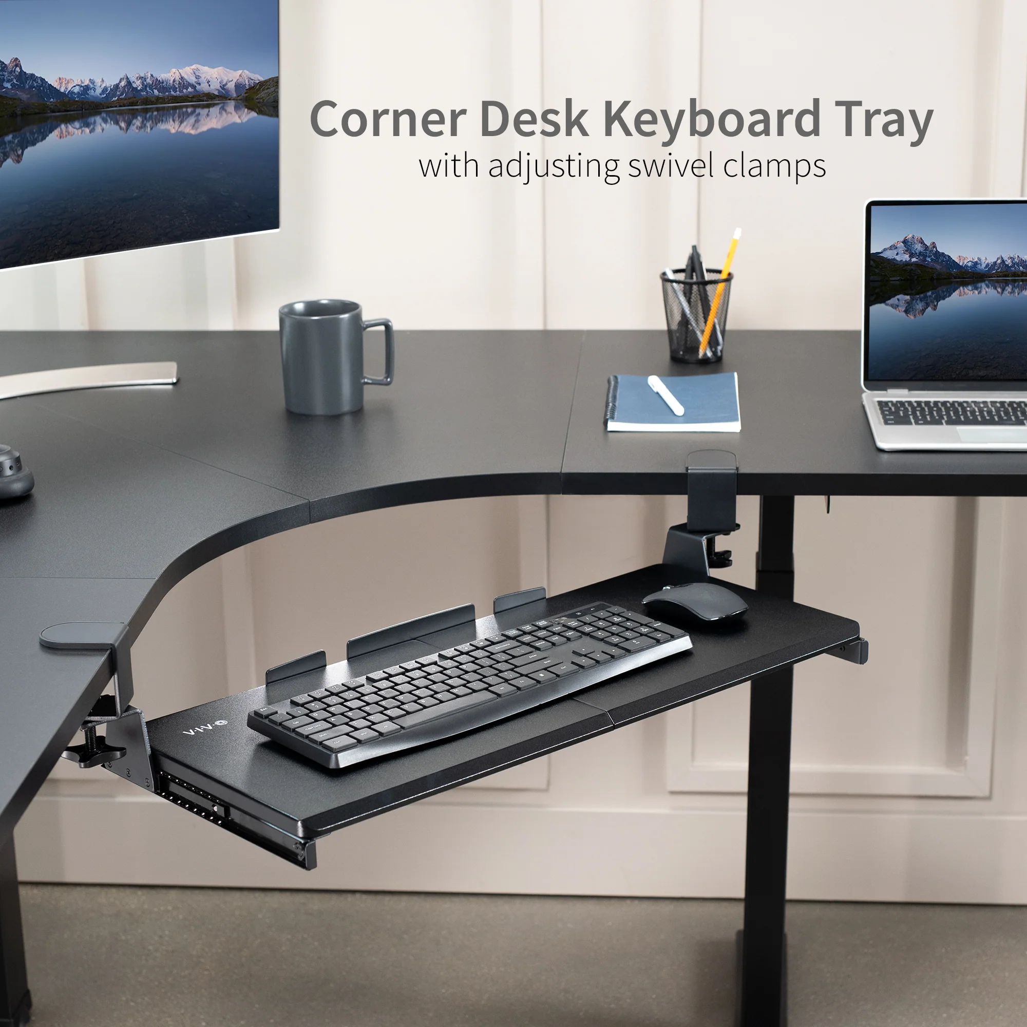 Clamp-on Keyboard Tray for Corner Desk - Image 3
