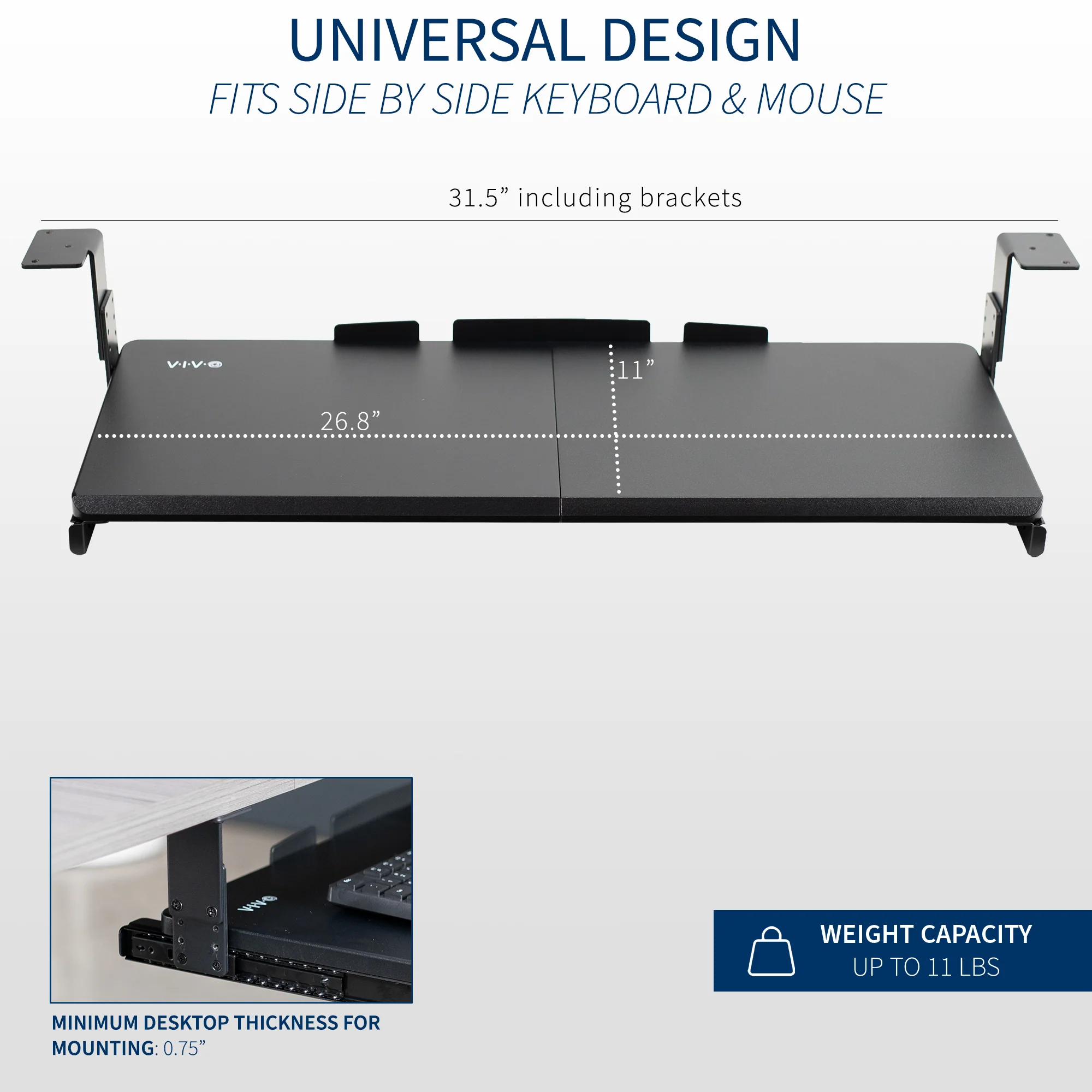 Under Desk Height Adjustable Keyboard Tray - Image 3