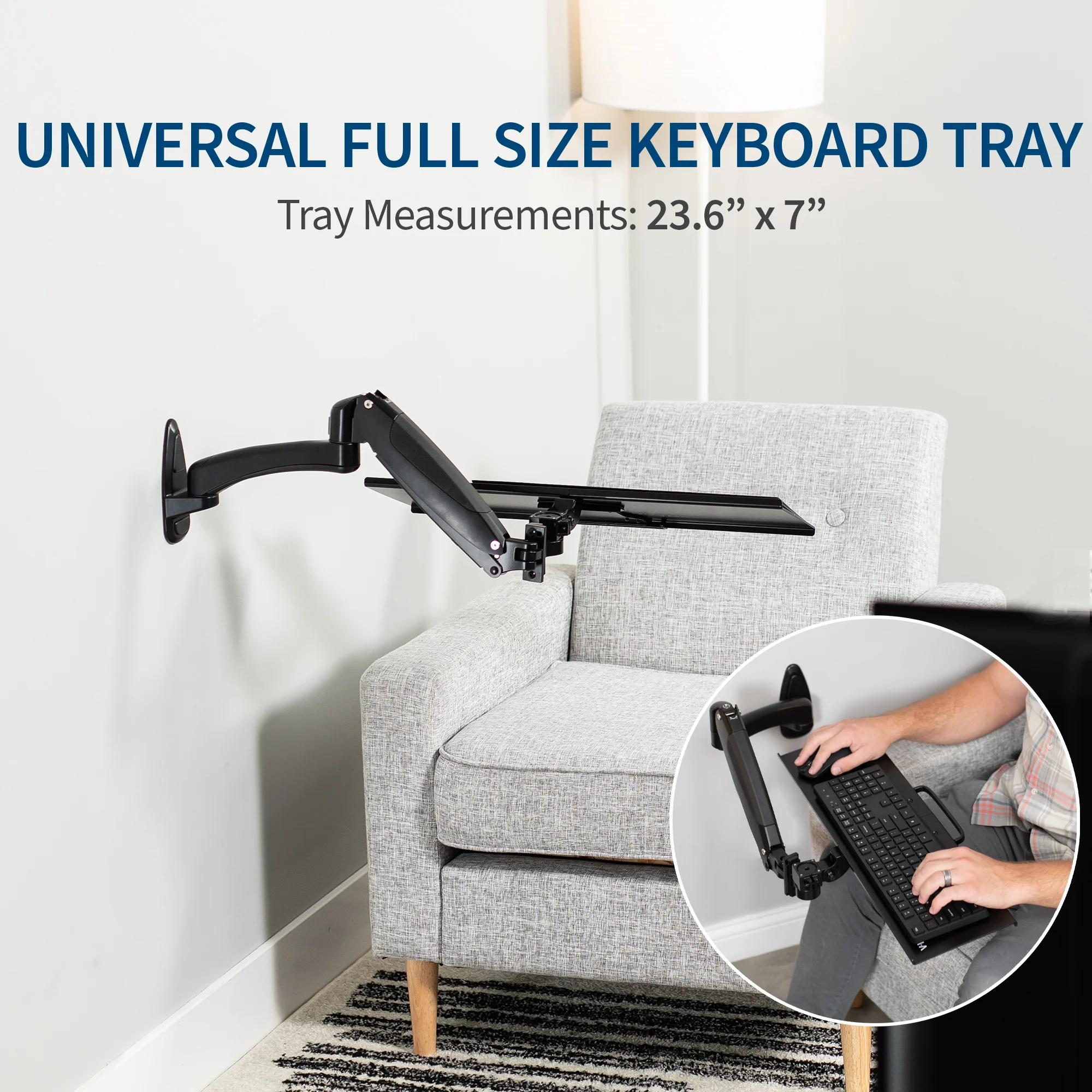 Pneumatic Wall Mounted Keyboard Tray - Image 3