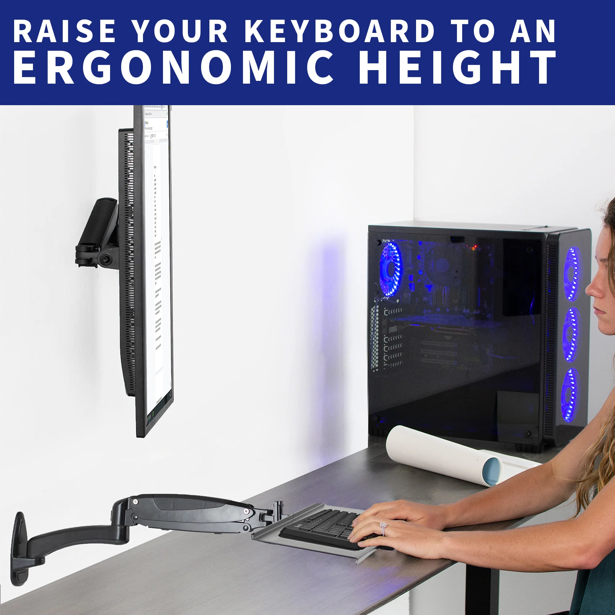 Pneumatic Wall Mounted Keyboard Tray - Image 6