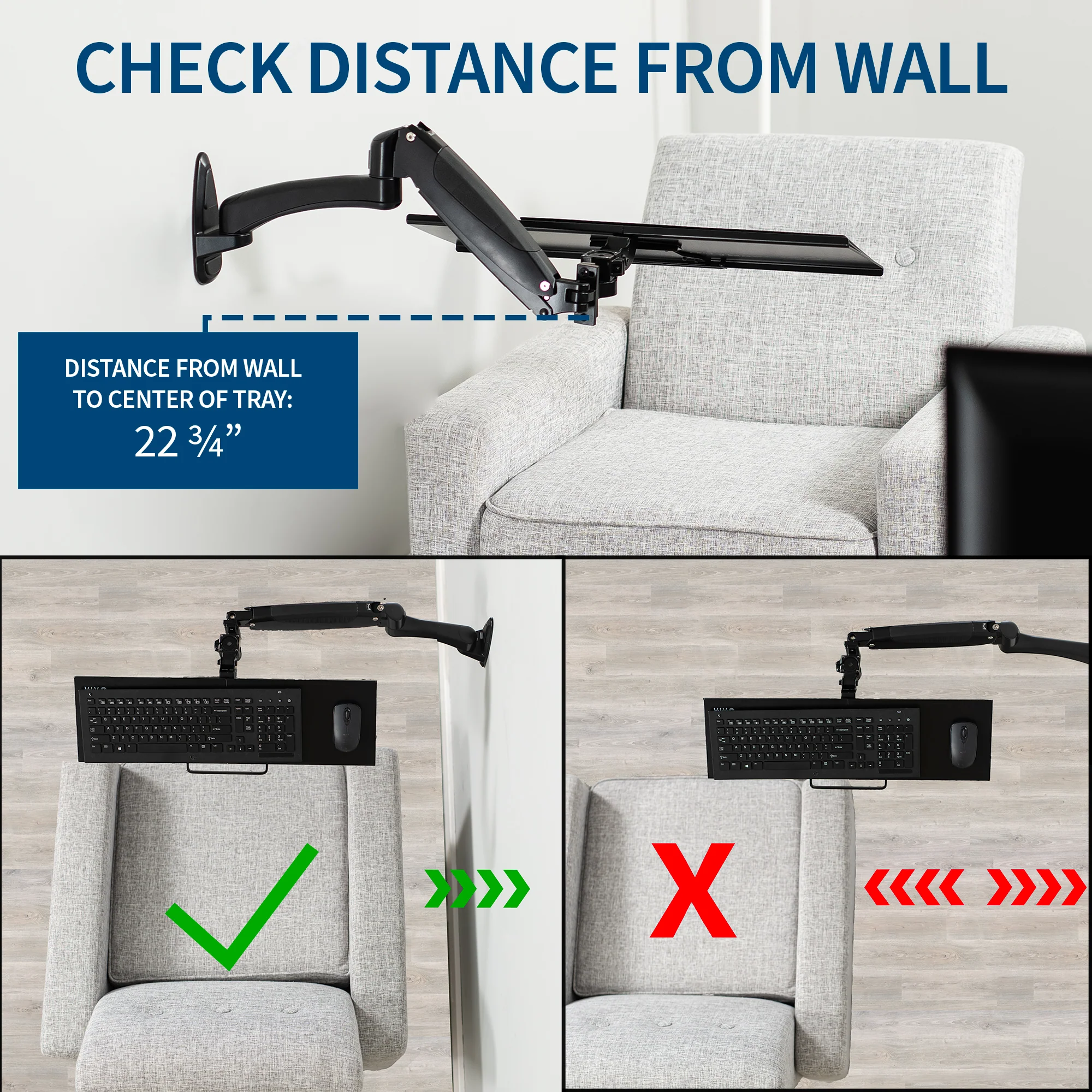 Pneumatic Wall Mounted Keyboard Tray - Image 7
