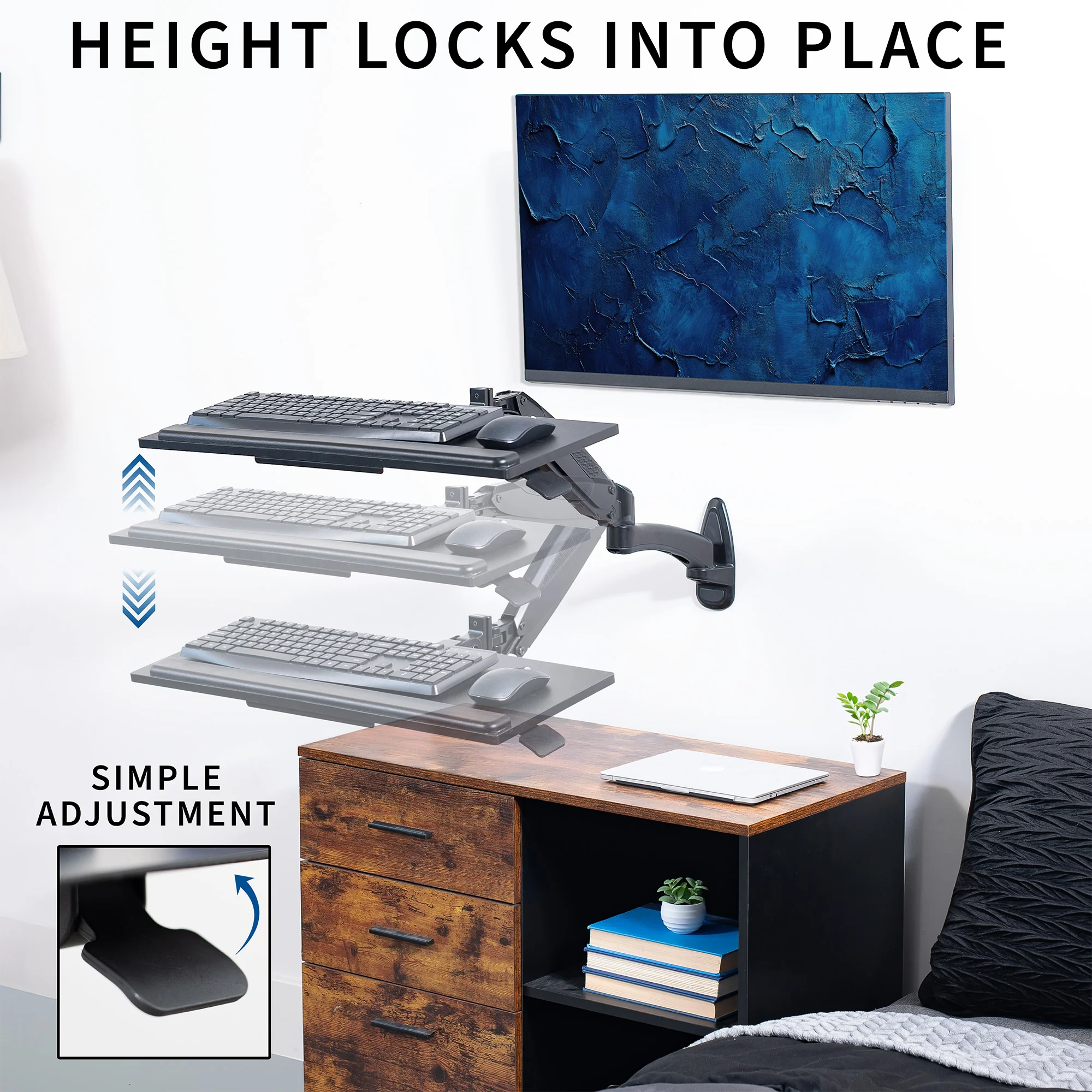 Pneumatic Wall Mounted Keyboard Tray - Image 3