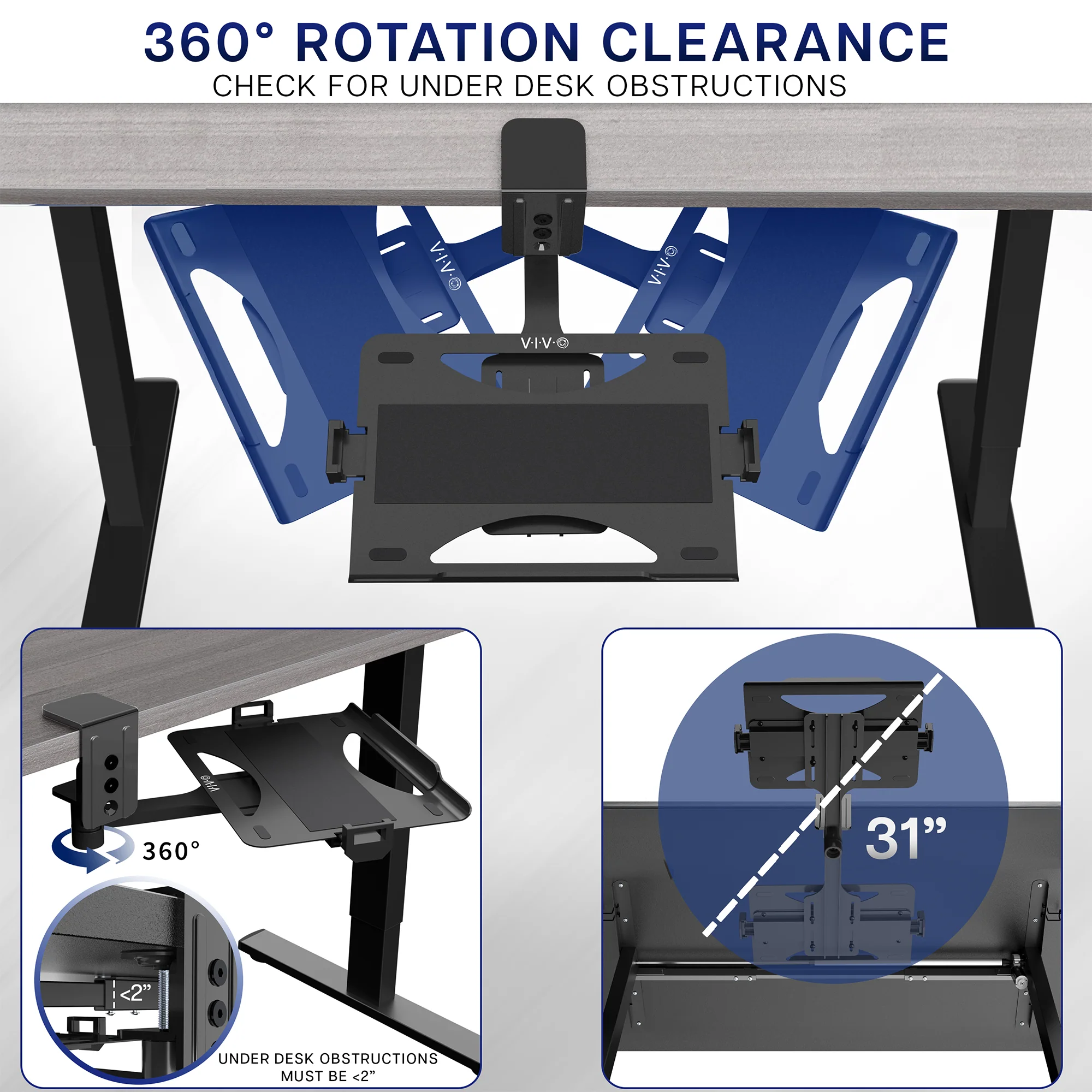 Single Clamp Rotating Laptop Tray - Image 6