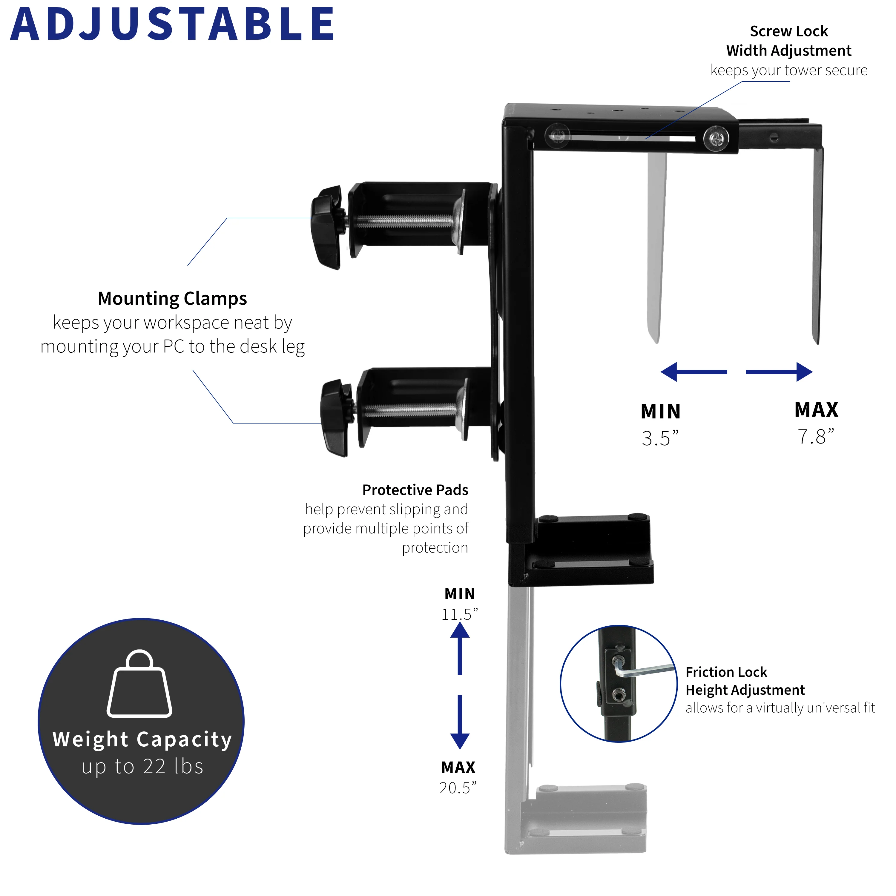 Under Desk Leg Clamp PC Mount - Image 4