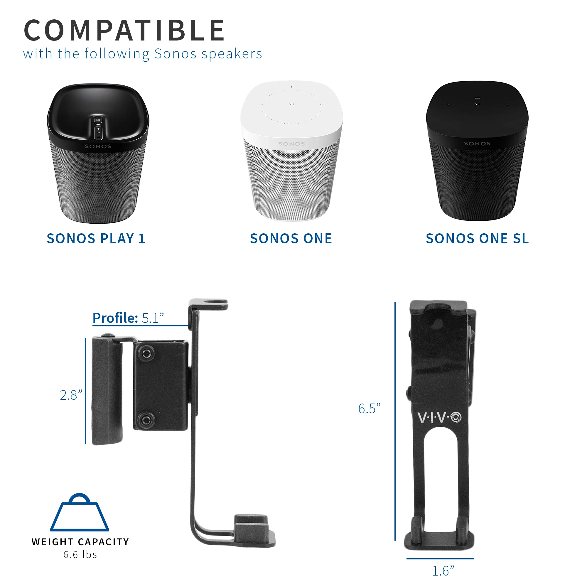 Dual Wall Mount Designed for Sonos One, SL, and Play:1 - Image 7