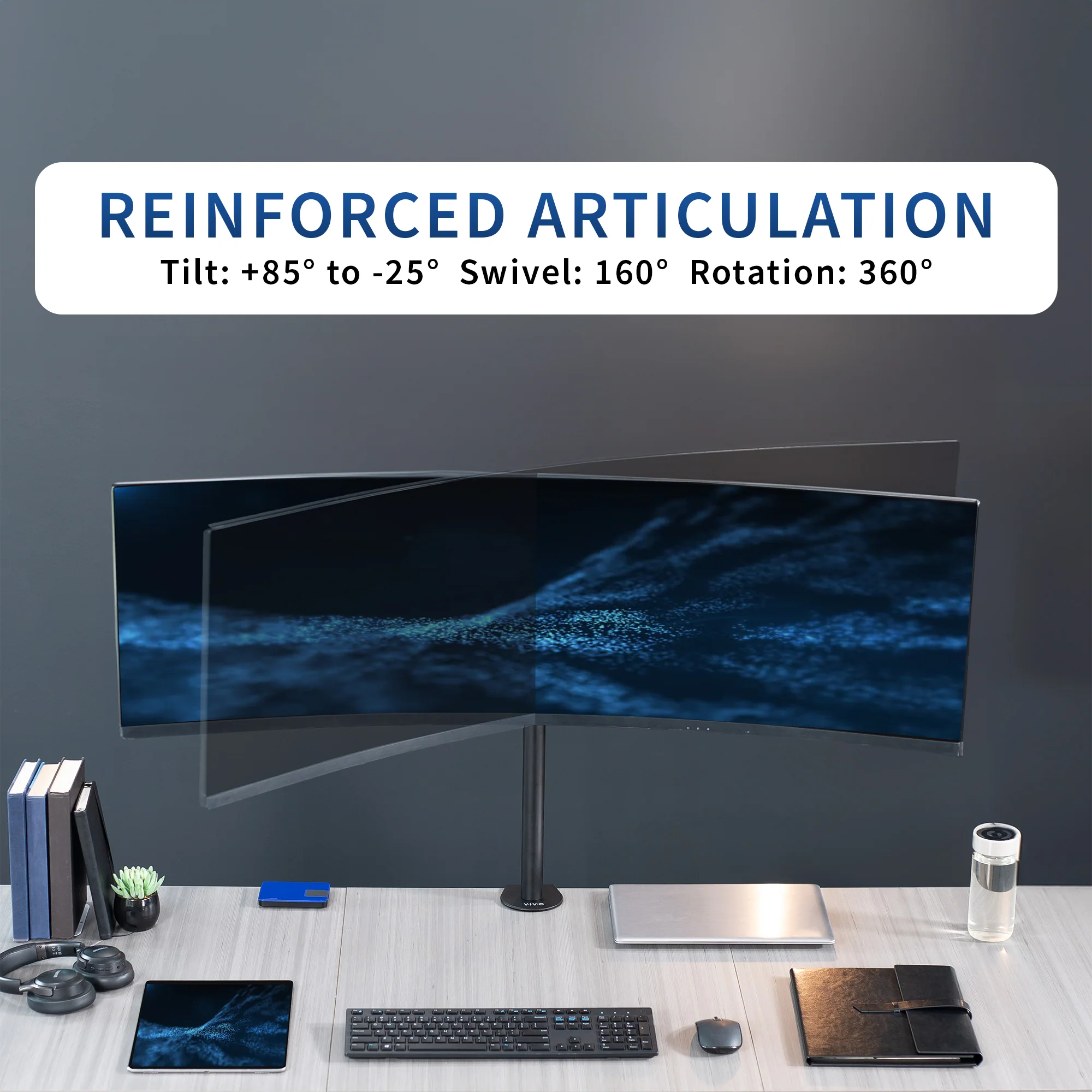 Pole Mount Ultrawide Monitor Bracket - Up to 49" Screens - Image 8