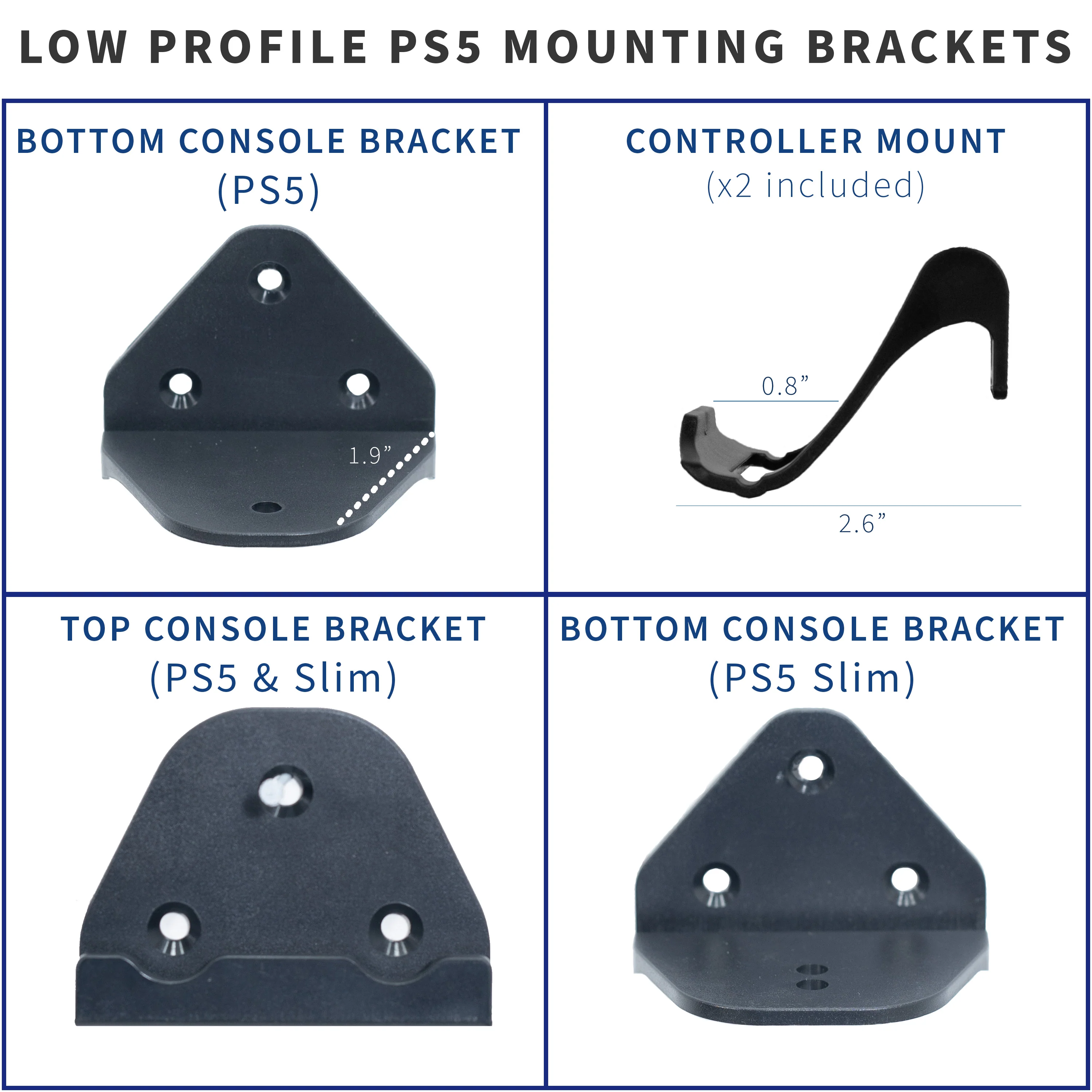 2-in-1 (Wall & Desk) Mount Designed for PS5 & PS5 Slim + 2 Controller Mounts - Image 4