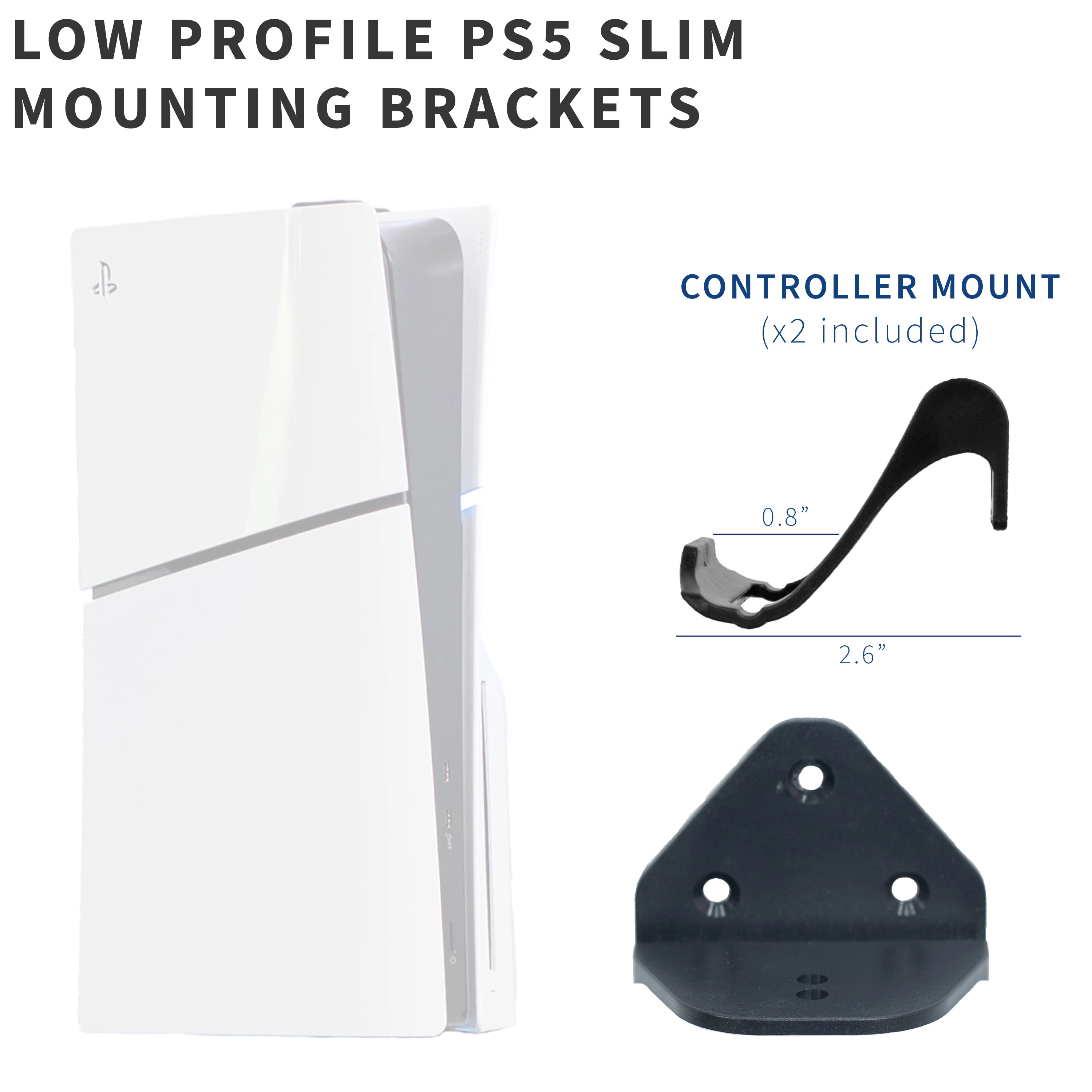 2-in-1 (Wall & Desk) Mount Designed for PS5 & PS5 Slim + 2 Controller Mounts - Image 6