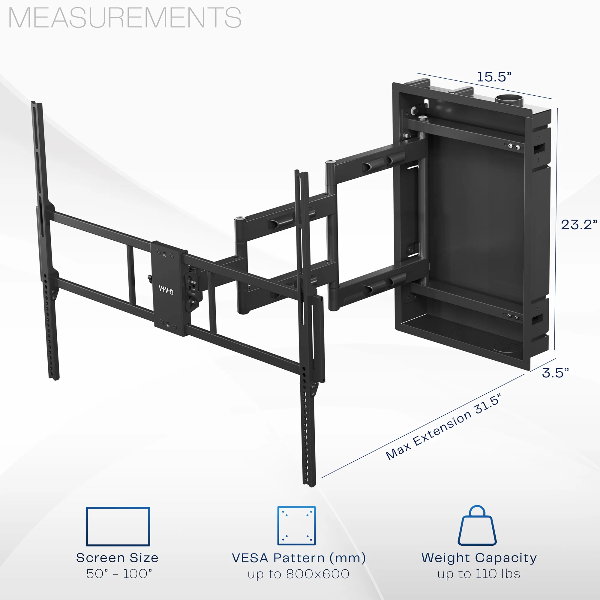 Premium Recessed Large TV Wall Mount - Image 4