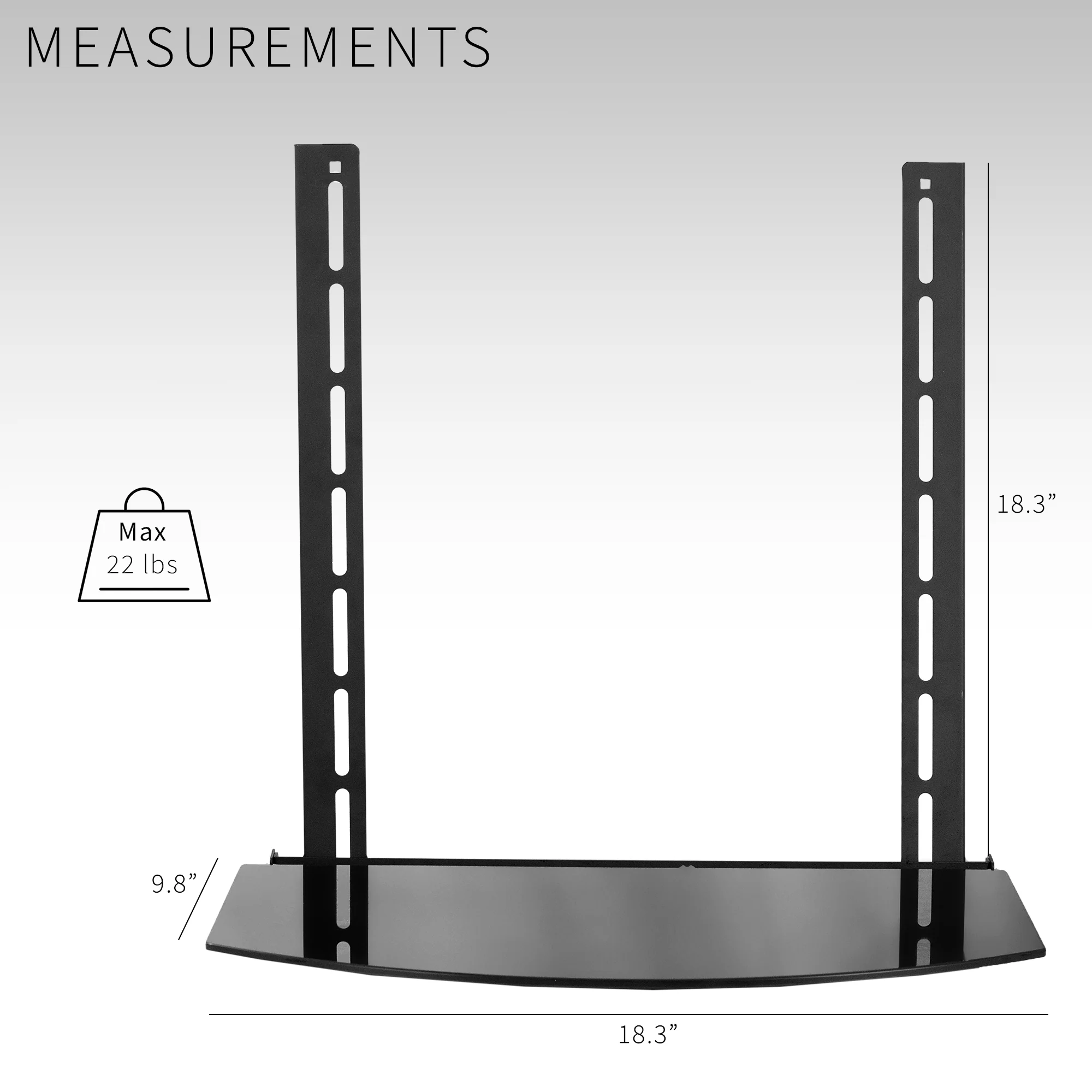 Under/Above TV 18" x 10" Glass VESA Shelf - Image 4