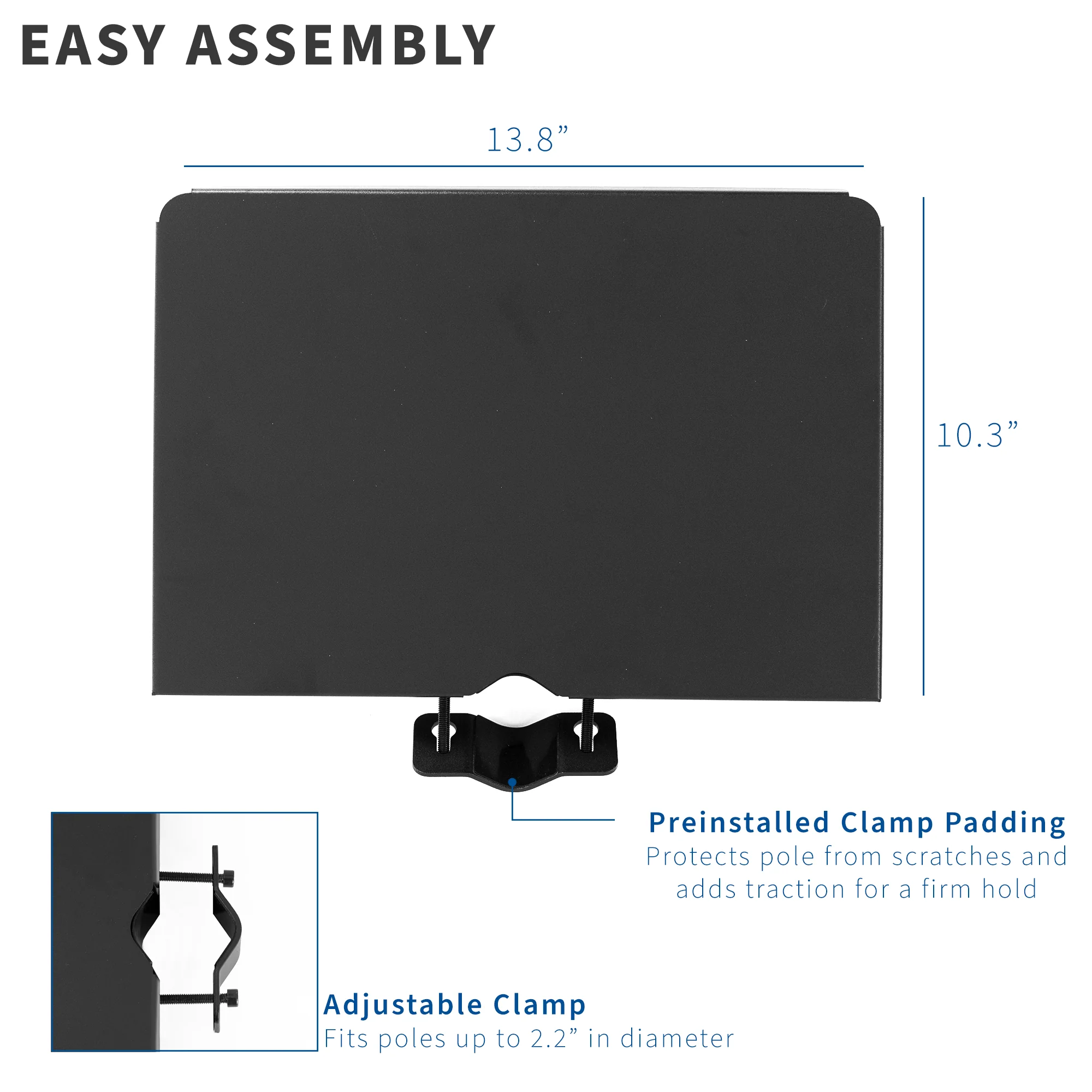 Clamp-on 14" x 10" Shelf Pole Mount - Image 6