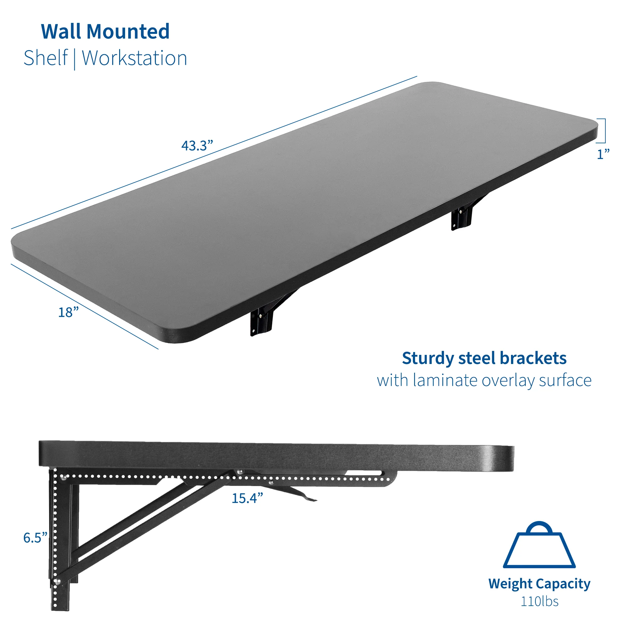Wall Mounted 43" x 18" Folding Workbench - Image 3