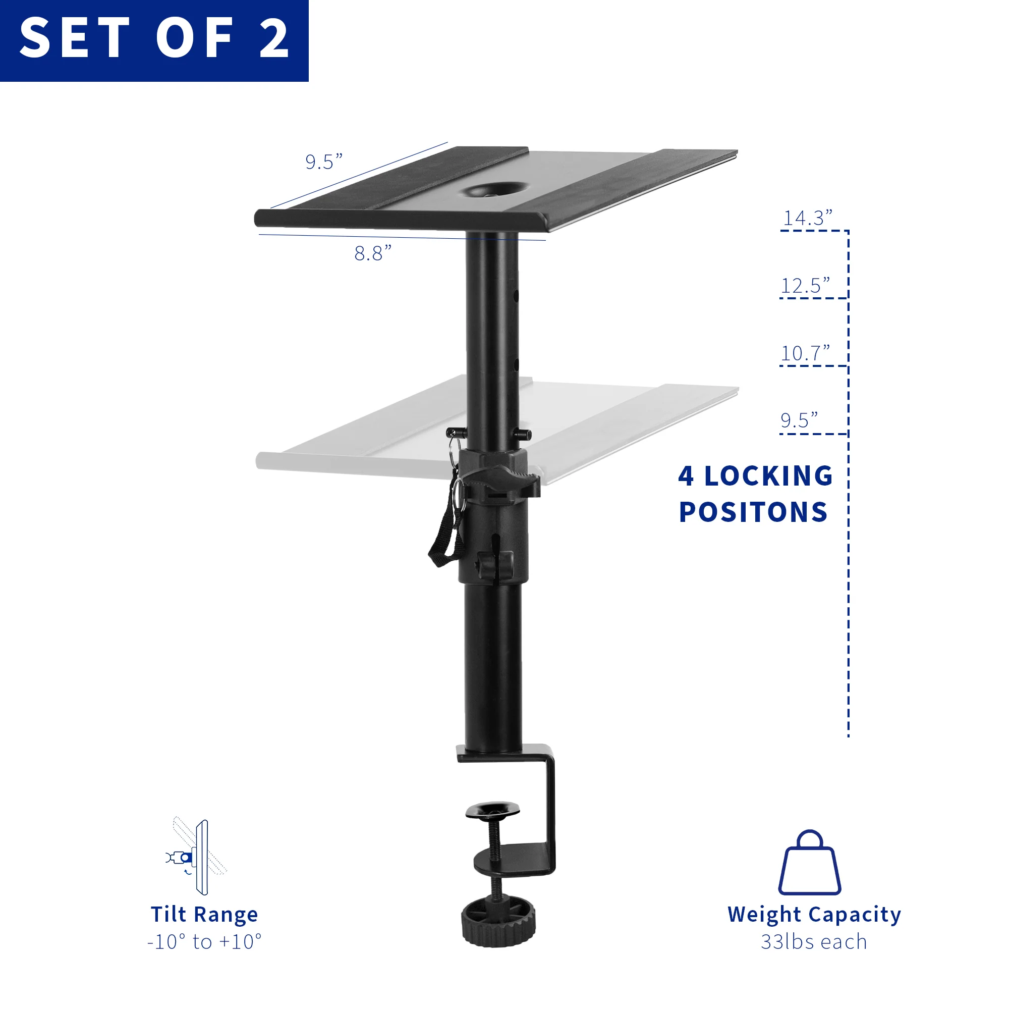 Clamp-on Speaker Stand - 2 Pack - Image 3