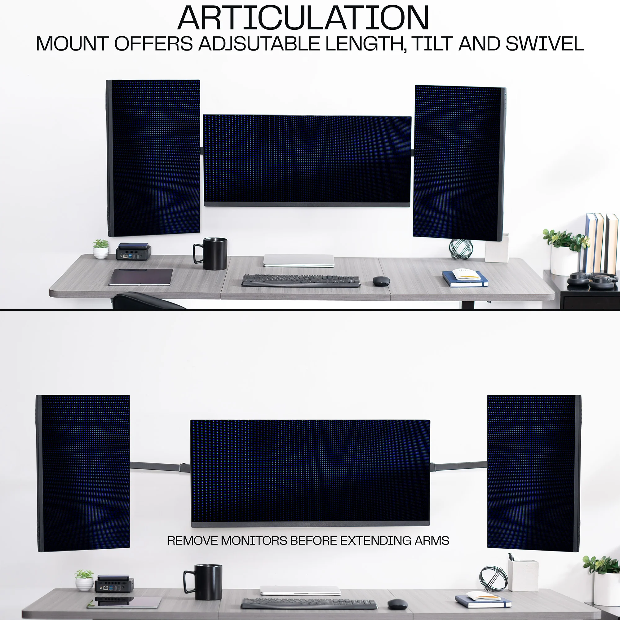 Telescoping Triple Monitor Wall Mount - Image 5