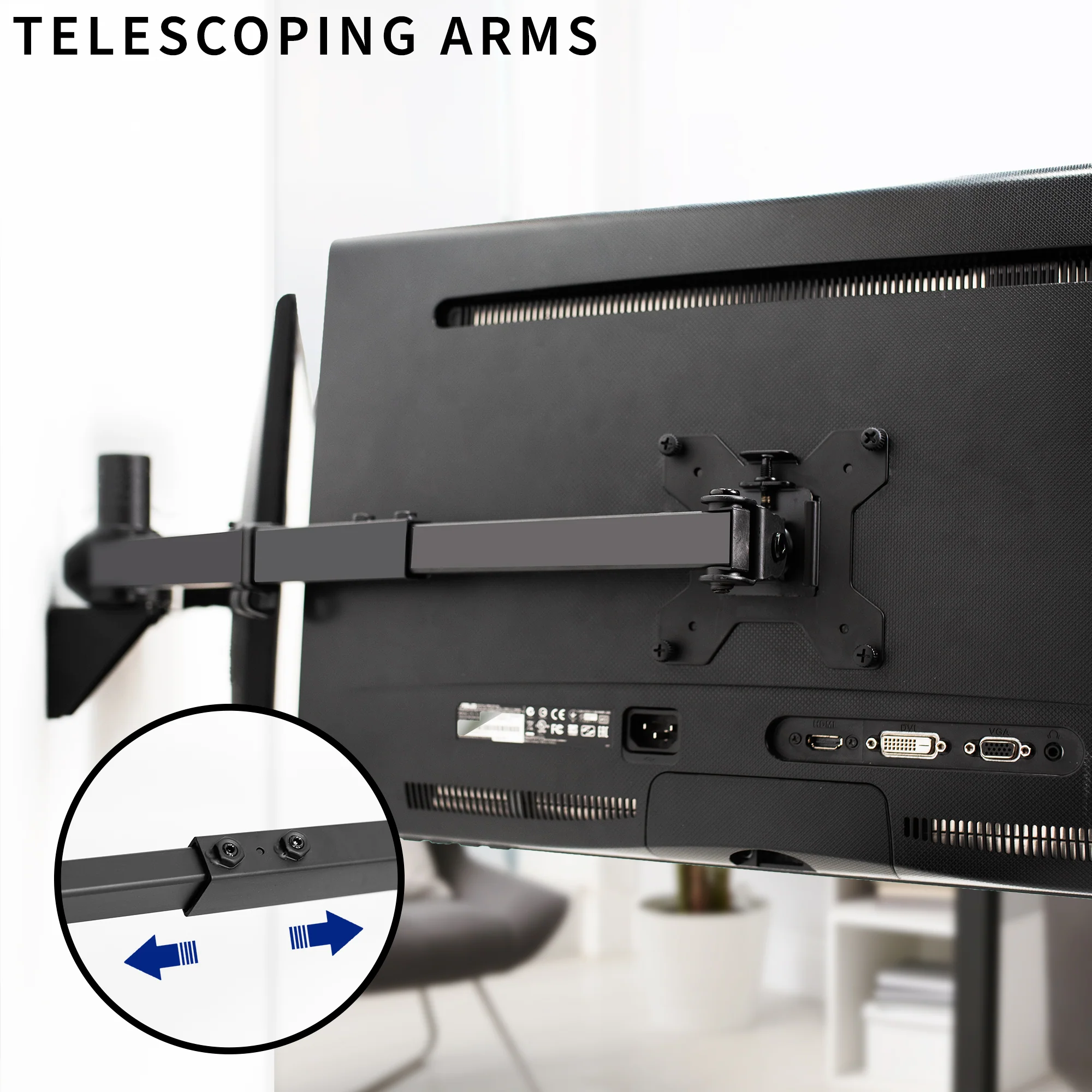 Telescoping Dual 21” to 32” Monitor Wall Mount - Image 5