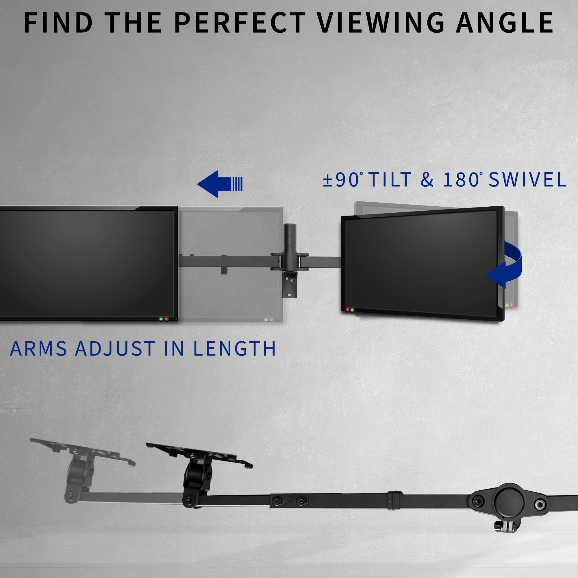 Telescoping Dual 21” to 32” Monitor Wall Mount - Image 9