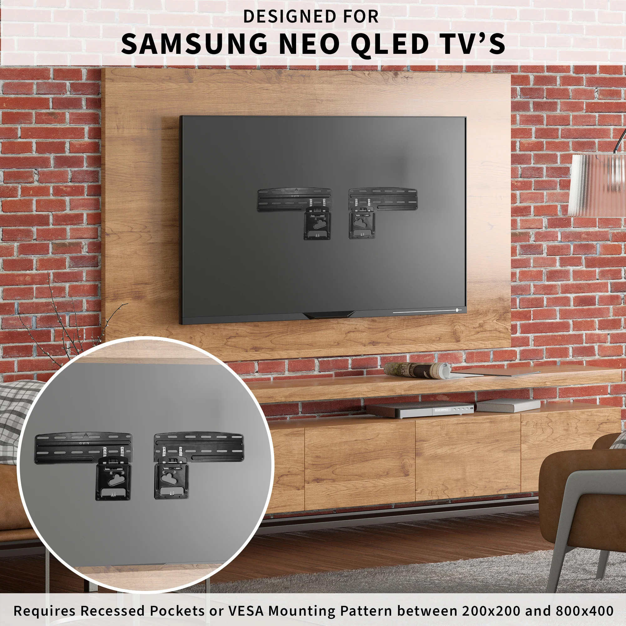 Micro Gap TV Wall Mount for Samsung Screens - Up to 85" Screens - Image 3